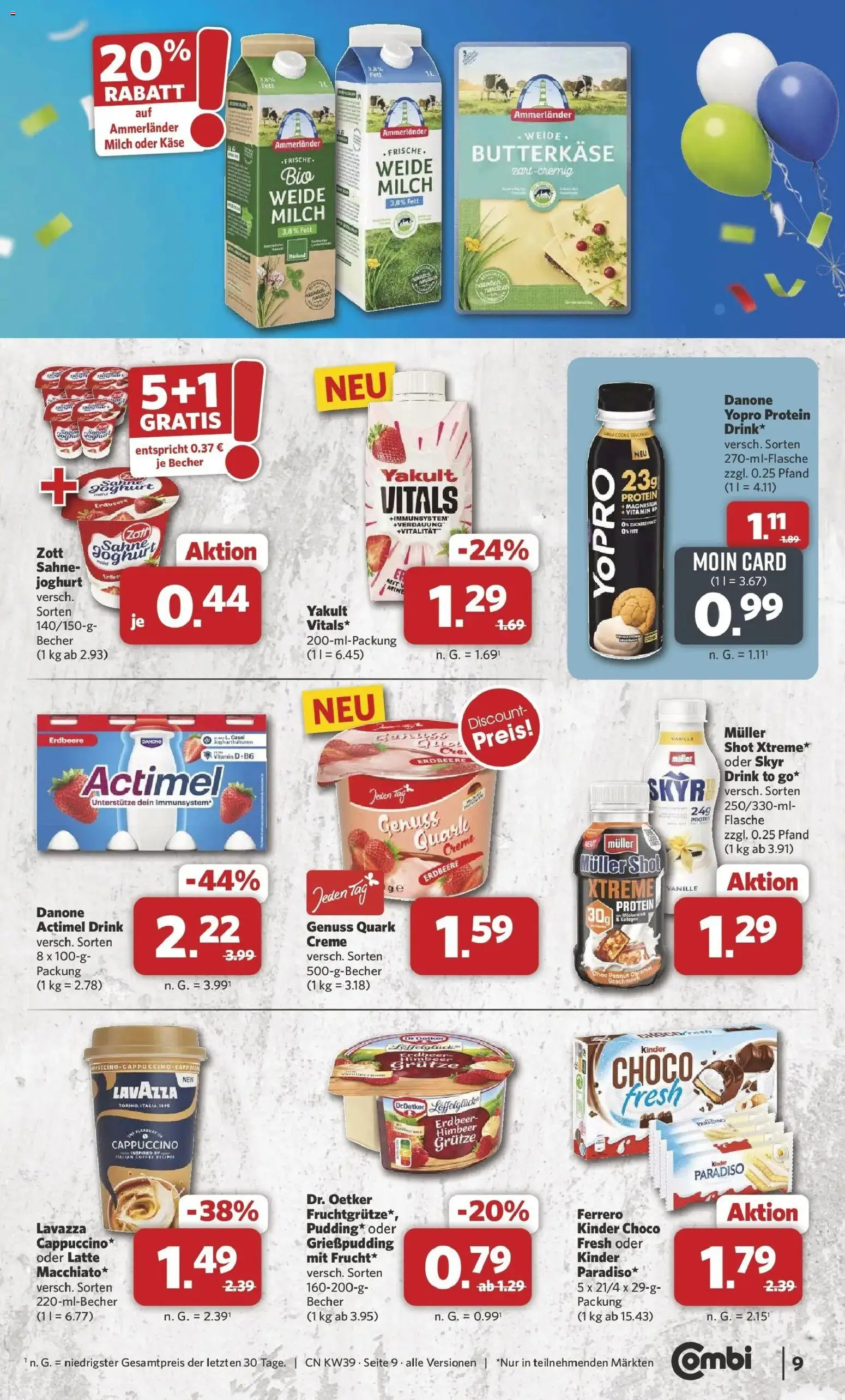 Combi Prospekt Dülmen – gültig ab 21.09.2026 | Seite: 9 | Produkte: Lavazza, Quark, Käse, Skyr
