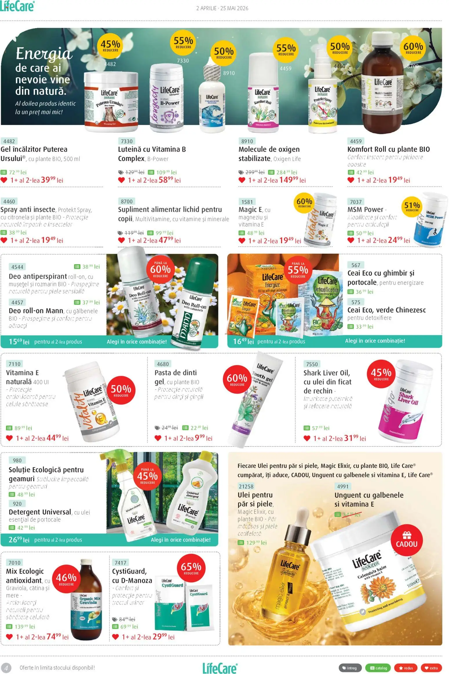 Noul catalog Life Care – valabil de la 02.04.2026 | Pagină: 4 | Produse: Portocale, Antiperspirant, Pastă de dinți, Ceai
