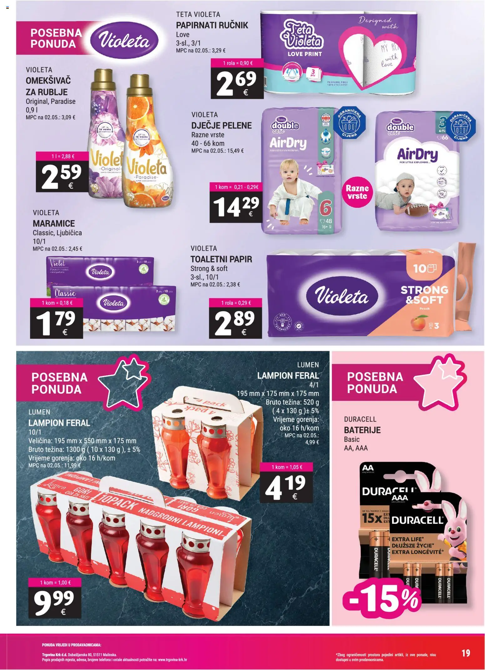 Trgovina Krk katalog | vrijedi od 01.09.2026 | Stranica: 19 | Proizvodi: Pelene, Ručnik, Maramice, Dječje pelene