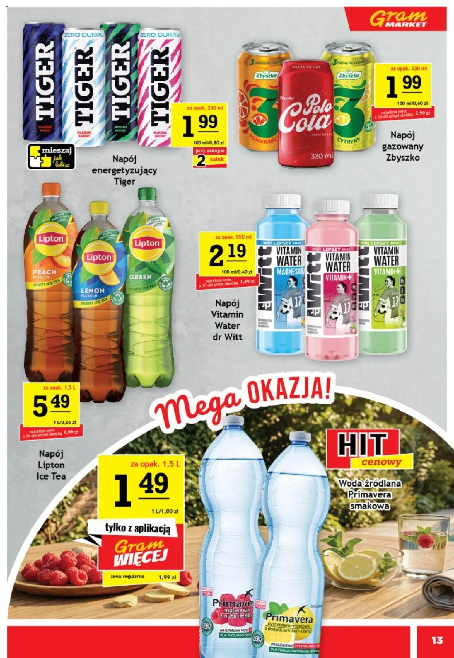 Gram Market gazetka od 19.08.2026 | Strona: 13 | Produkty: Imbir, Ice Tea, Woda źródlana, Cytryny