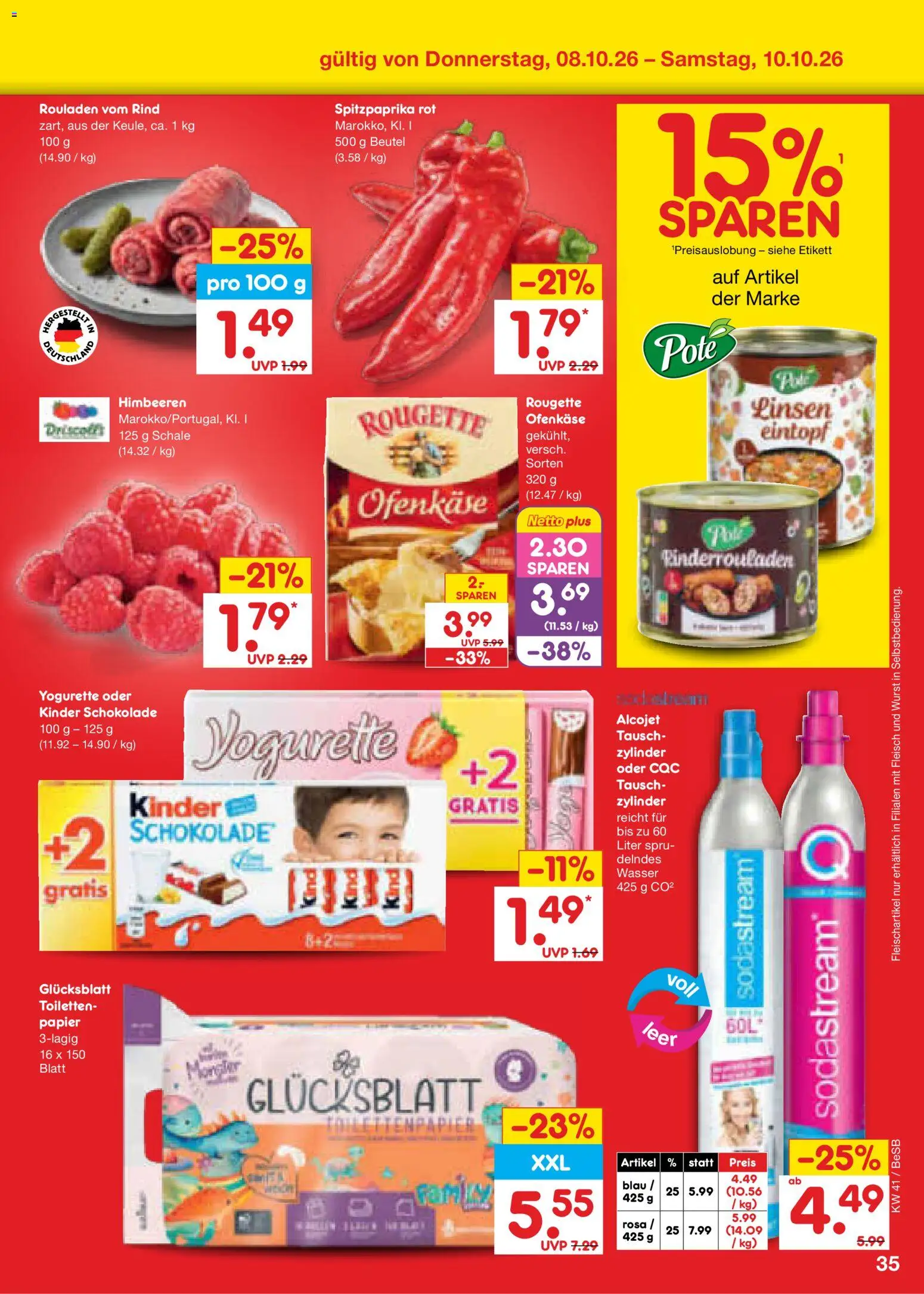 Netto Marken-Discount Prospekt – gültig ab 05.10.2026 | Seite: 43 | Produkte: Himbeeren, Kinder schokolade, Schokolade, Wurst