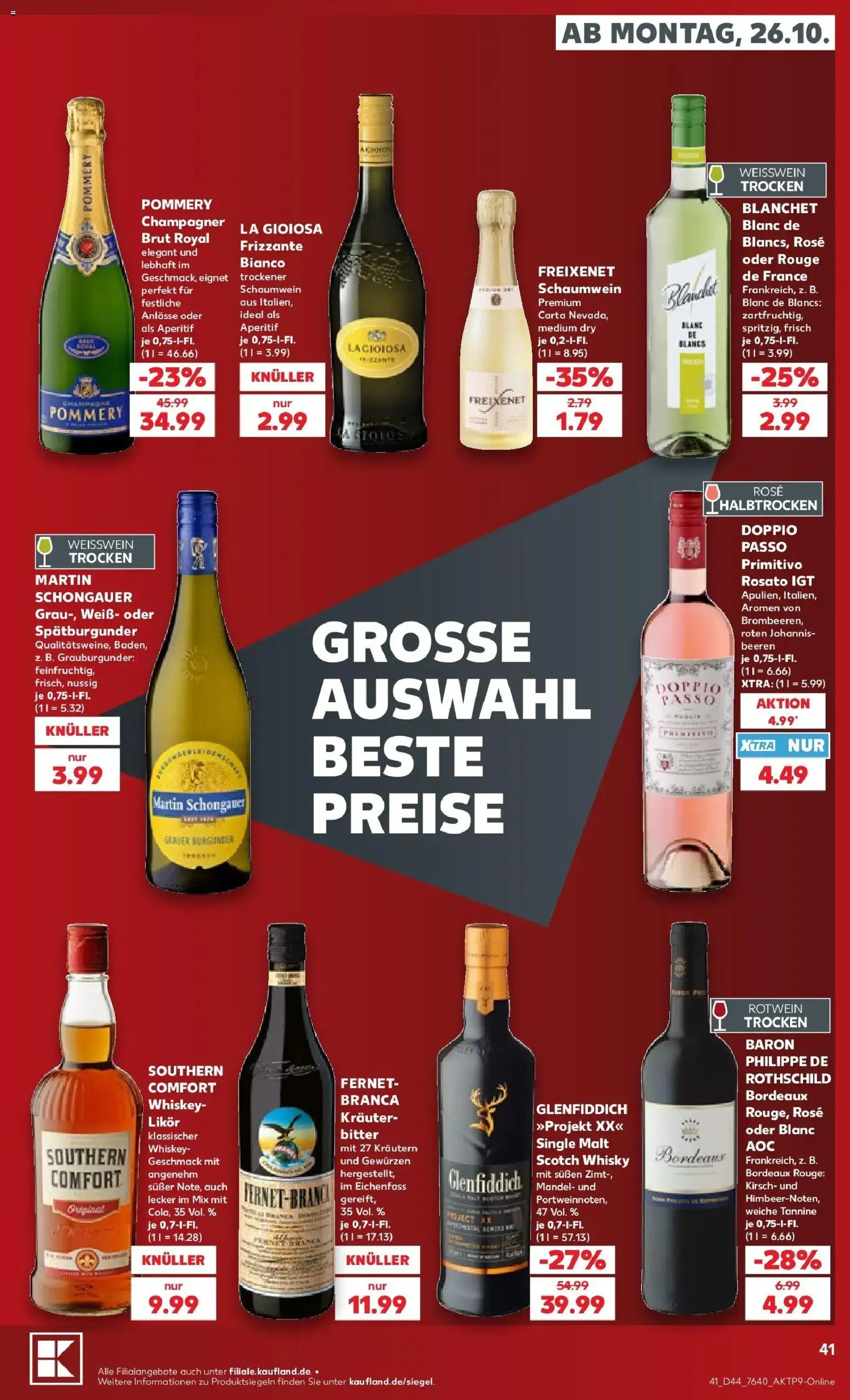 Prospekt Kaufland ab 26.10.2026 » Angebote Online zum Blättern | Seite: 45 | Produkte: Whisky, Freixenet, Rotwein, Rotwein trocken