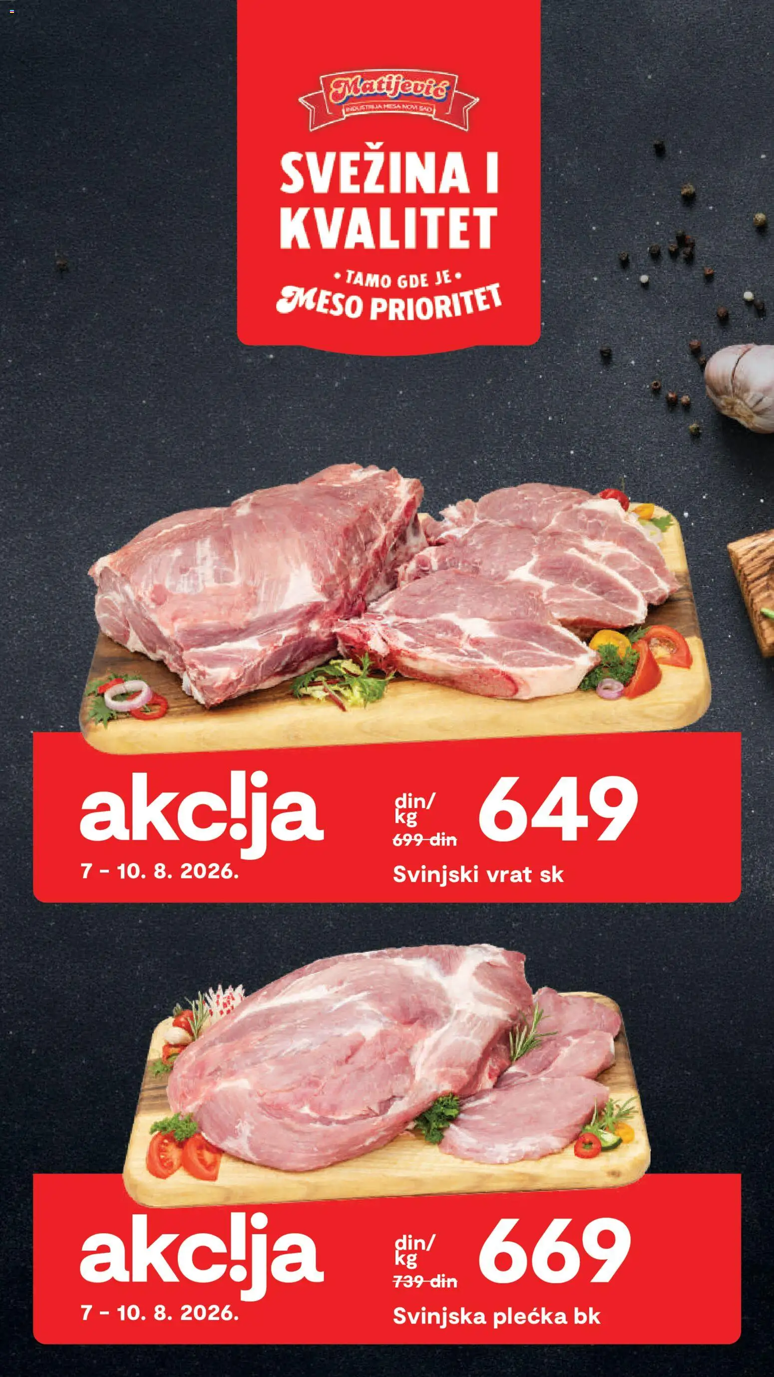 Matijevic katalog - važi od 07.08.2026 | Strana: 6 | Proizvode: Svinjski vrat, Meso, Vrat, Svinjska plećka