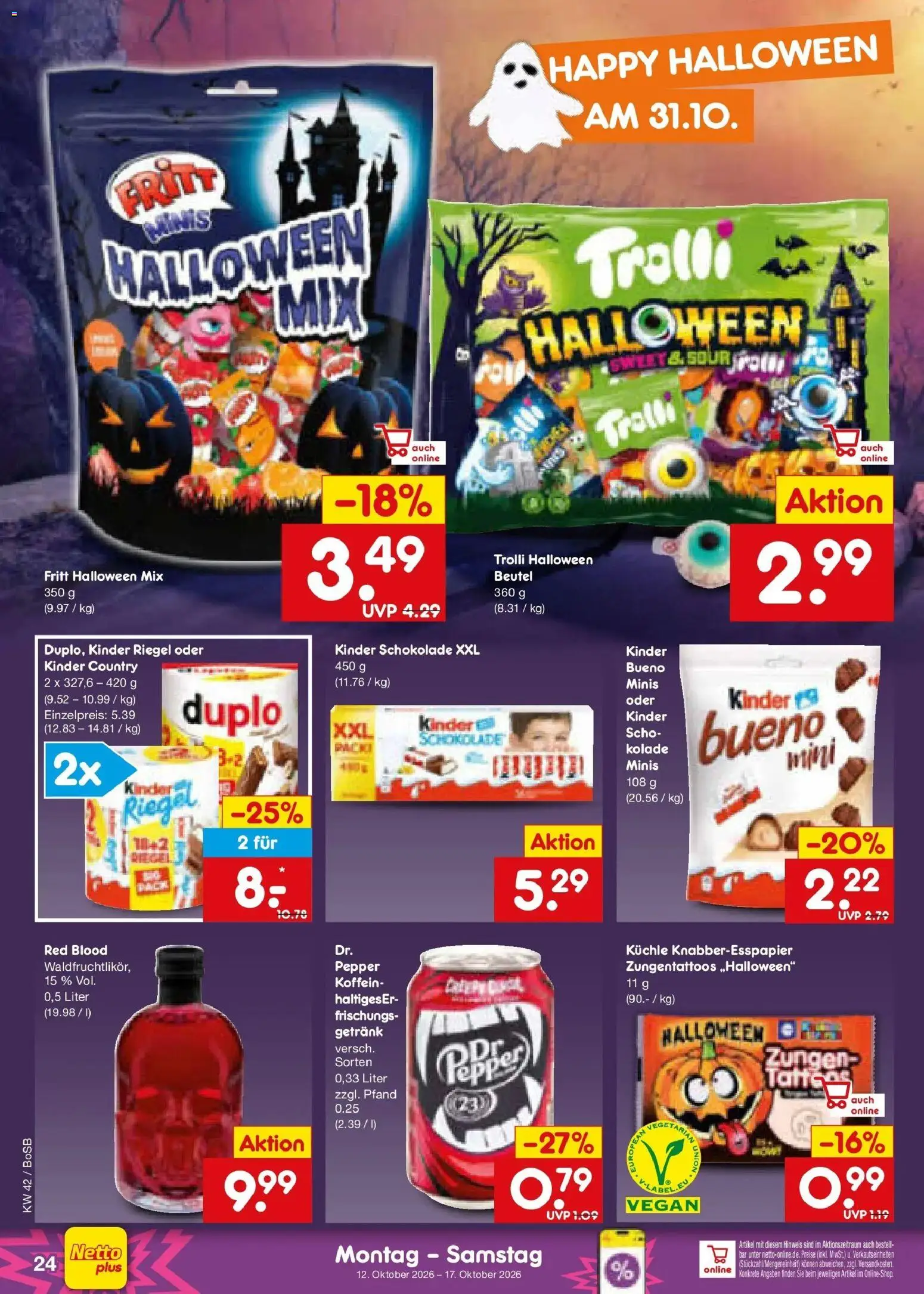 Netto Marken-Discount Prospekt Bochum (ab 12.10.2026) » Angebote | Seite: 32 | Produkte: Kinder schokolade, Kinder bueno, Kinder riegel, Kinder country