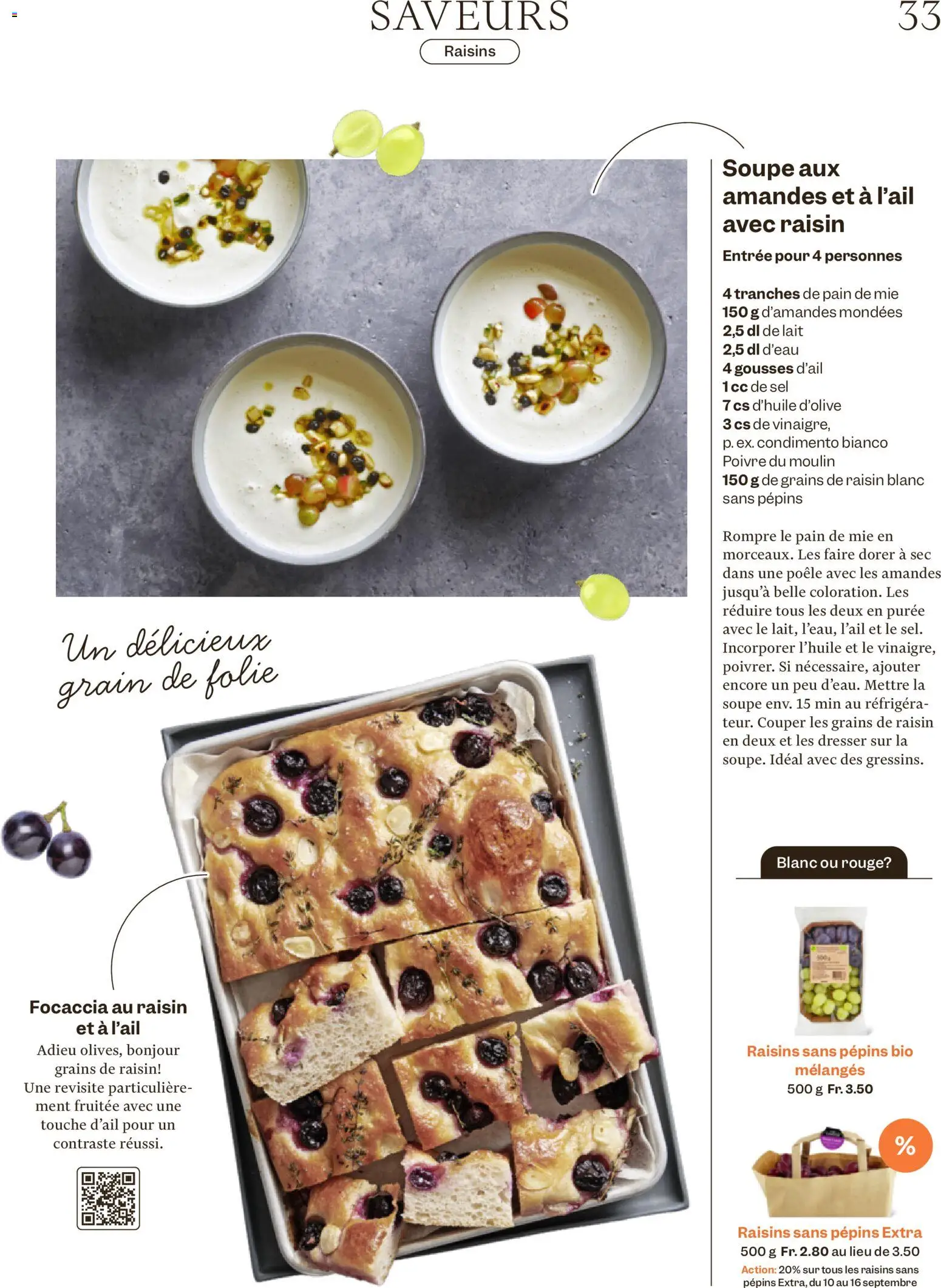 Migros aktionen Magazine FR – gültig ab 09.09.2026 | Seite: 33 | Produkte: Rouge, Focaccia