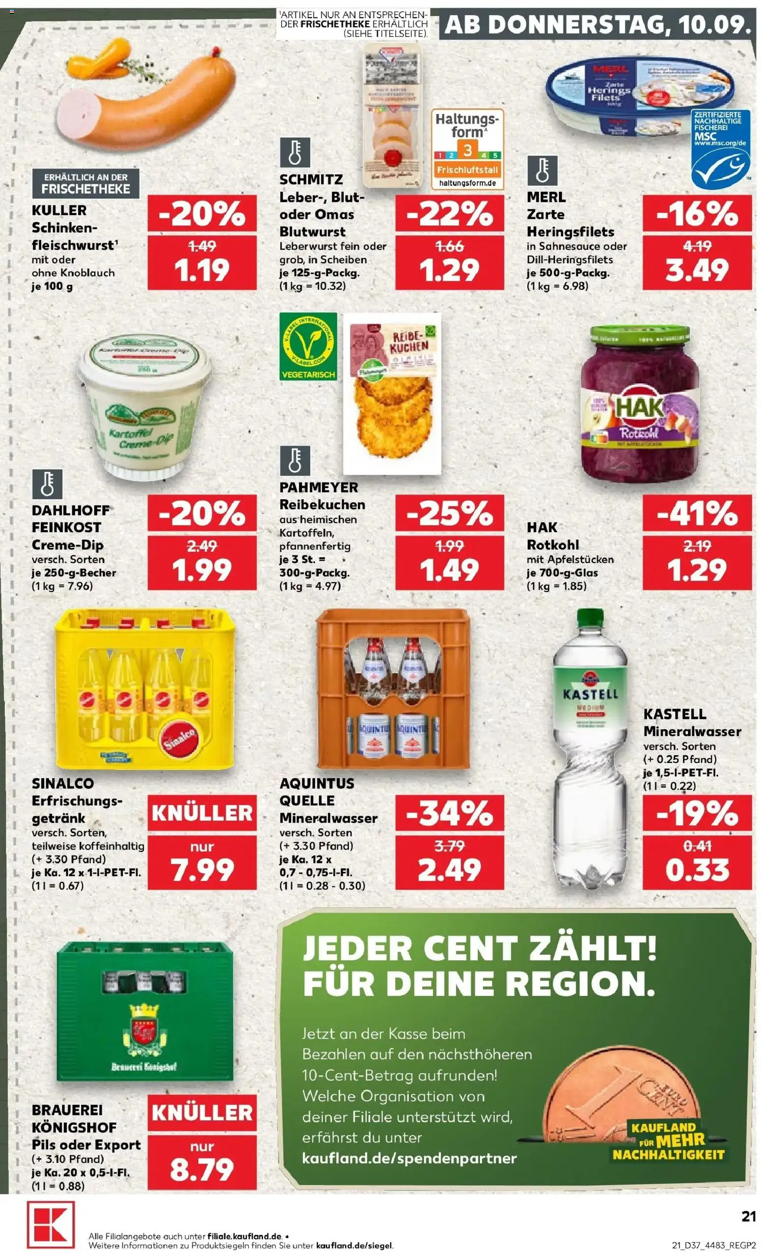 Prospekt Kaufland ab 10.09.2026 » Angebote Online zum Blättern | Seite: 21 | Produkte: Sinalco, Rotkohl, Pils, Knoblauch