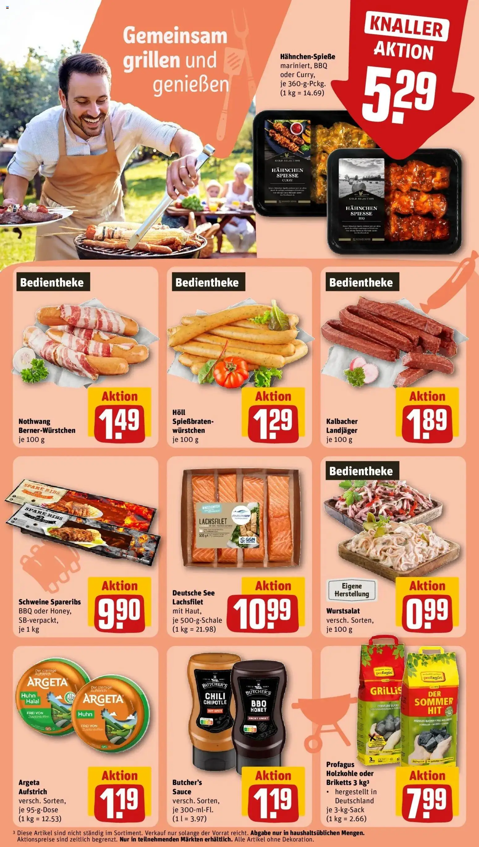 REWE Prospekt ab 10.08.2026 zum Blättern » Angebote | Seite: 21 | Produkte: Hahnchen, Spare ribs, Spieße, Chili