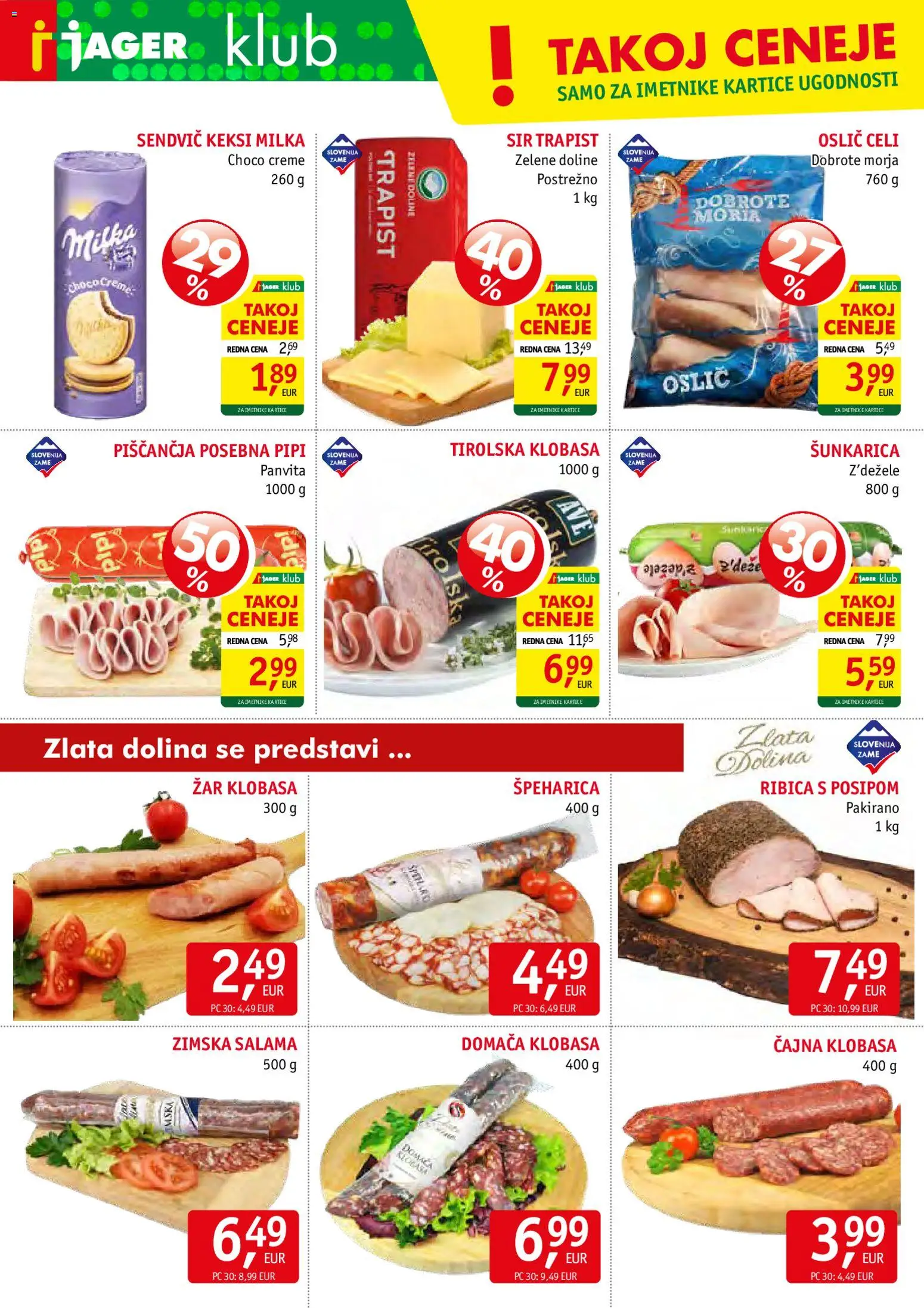 Novi Jager katalog ponudbe – veljaven od 27.05.2026 | Stran: 4 | Izdelki: Oslič, Zar, Sir, Salama