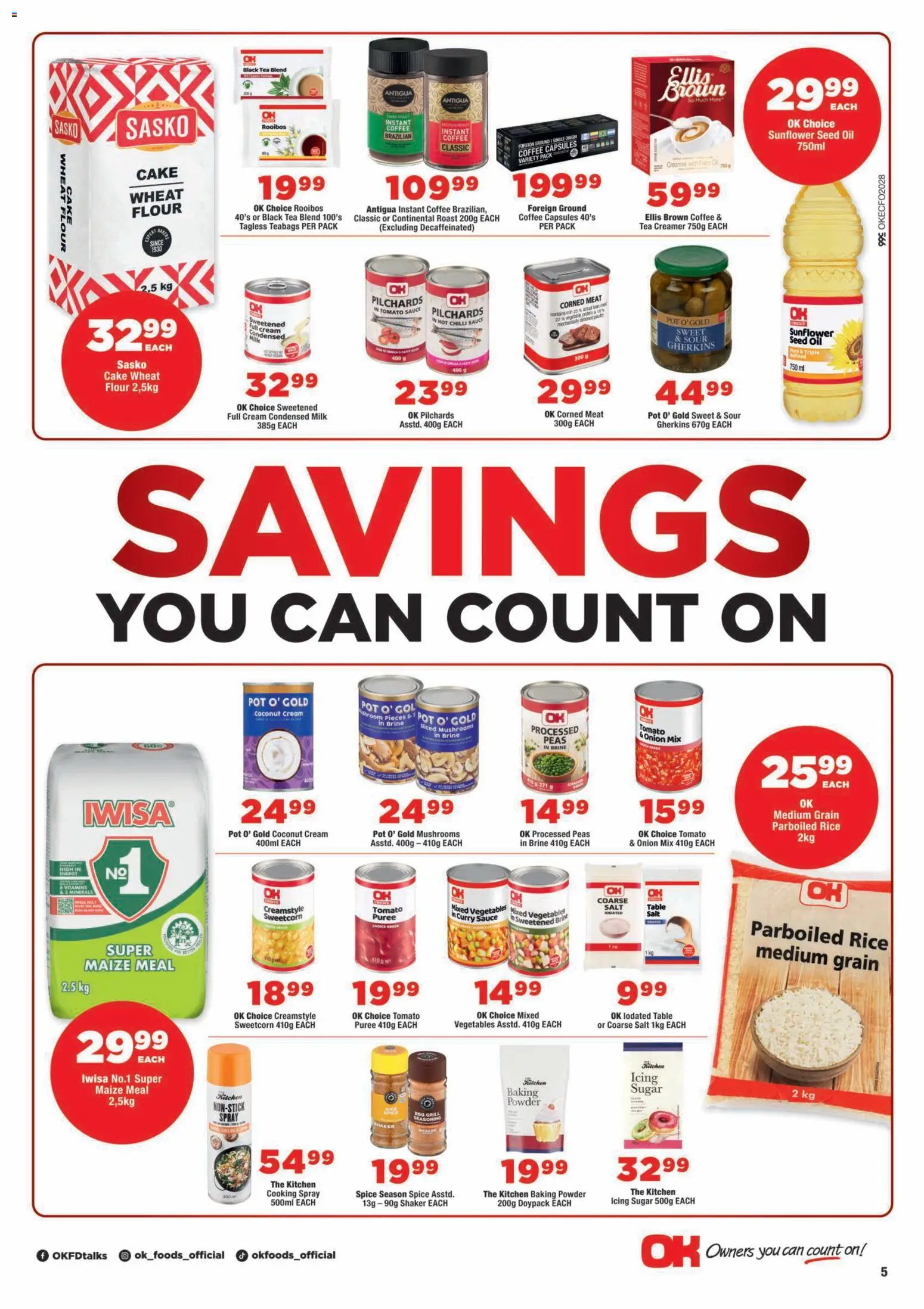 New OK Foods catalogue – valid from 12/08/2026 | Page: 5 | Products: Pilchards, Table, Poultry, Coffee