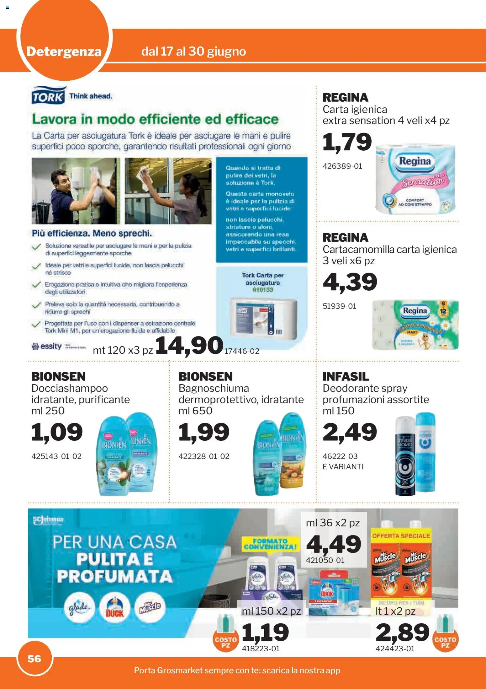 Volantino Sogegross del 17.06.2026 | Pagina: 56 | Prodotti: Carta igienica, Bagnoschiuma, Deodorante, Tè