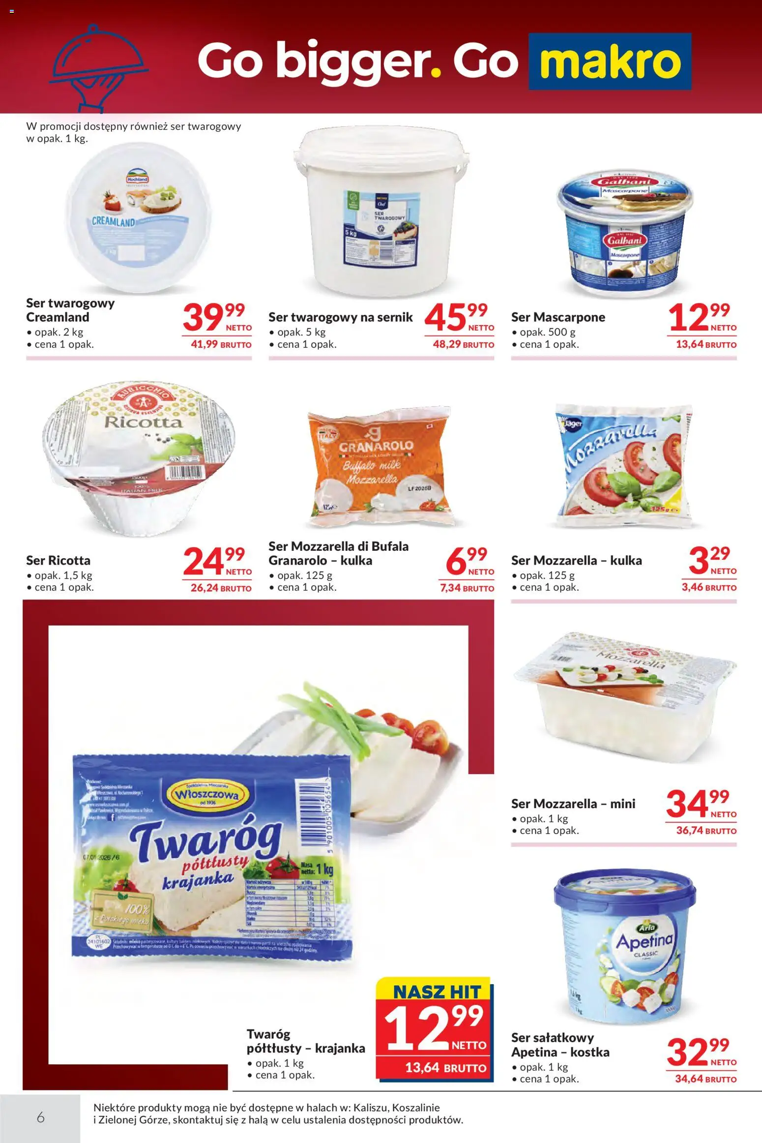 Makro gazetka - Oferta dla gastronomii od 21.07.2026 | Strona: 6 | Produkty: Mascarpone, Twaróg, Ricotta, Ser ricotta
