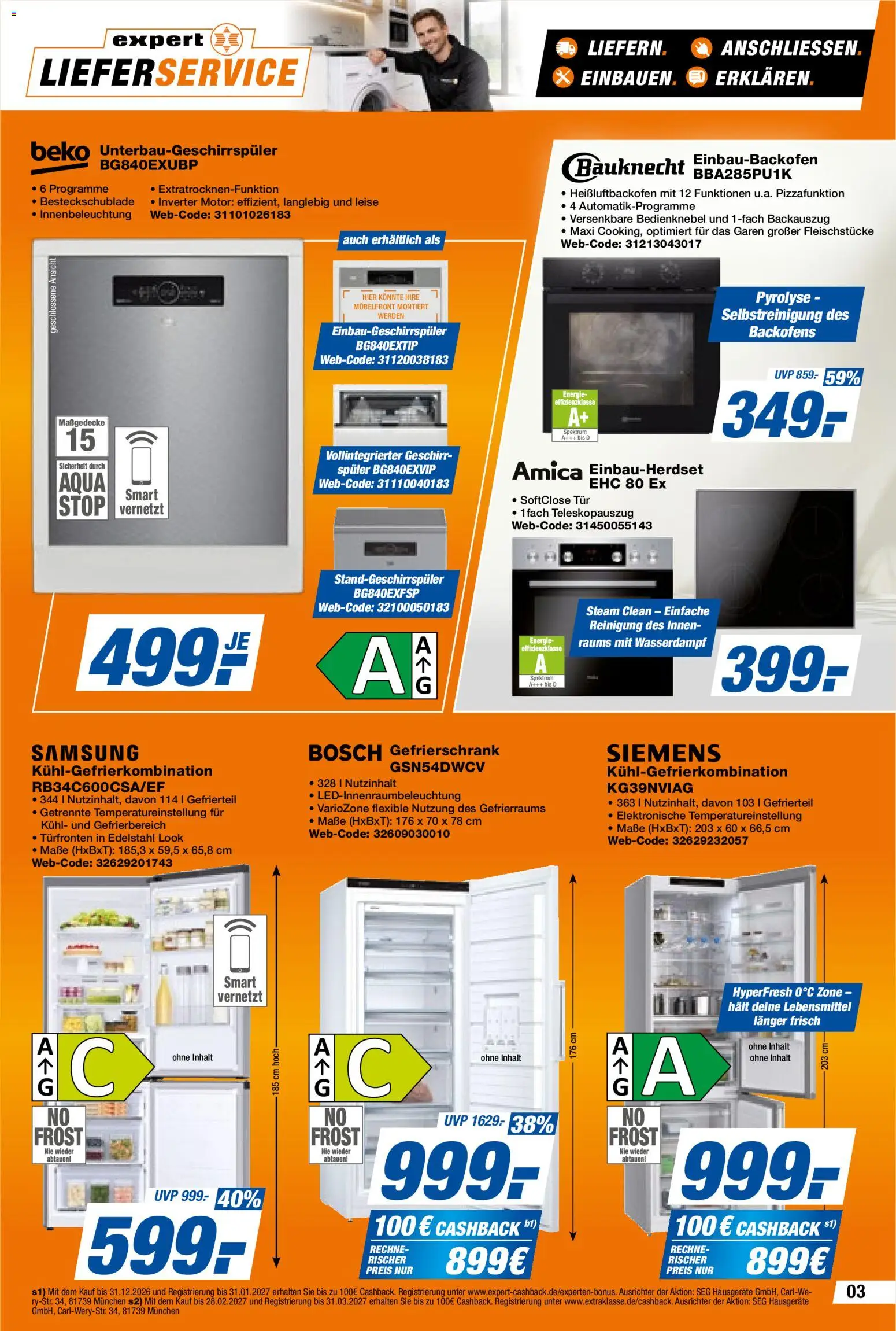 Expert Prospekt – gültig ab 04.09.2026 | Seite: 3 | Produkte: Bosch, Gefrierschrank, Samsung, Kühlgefrierkombination