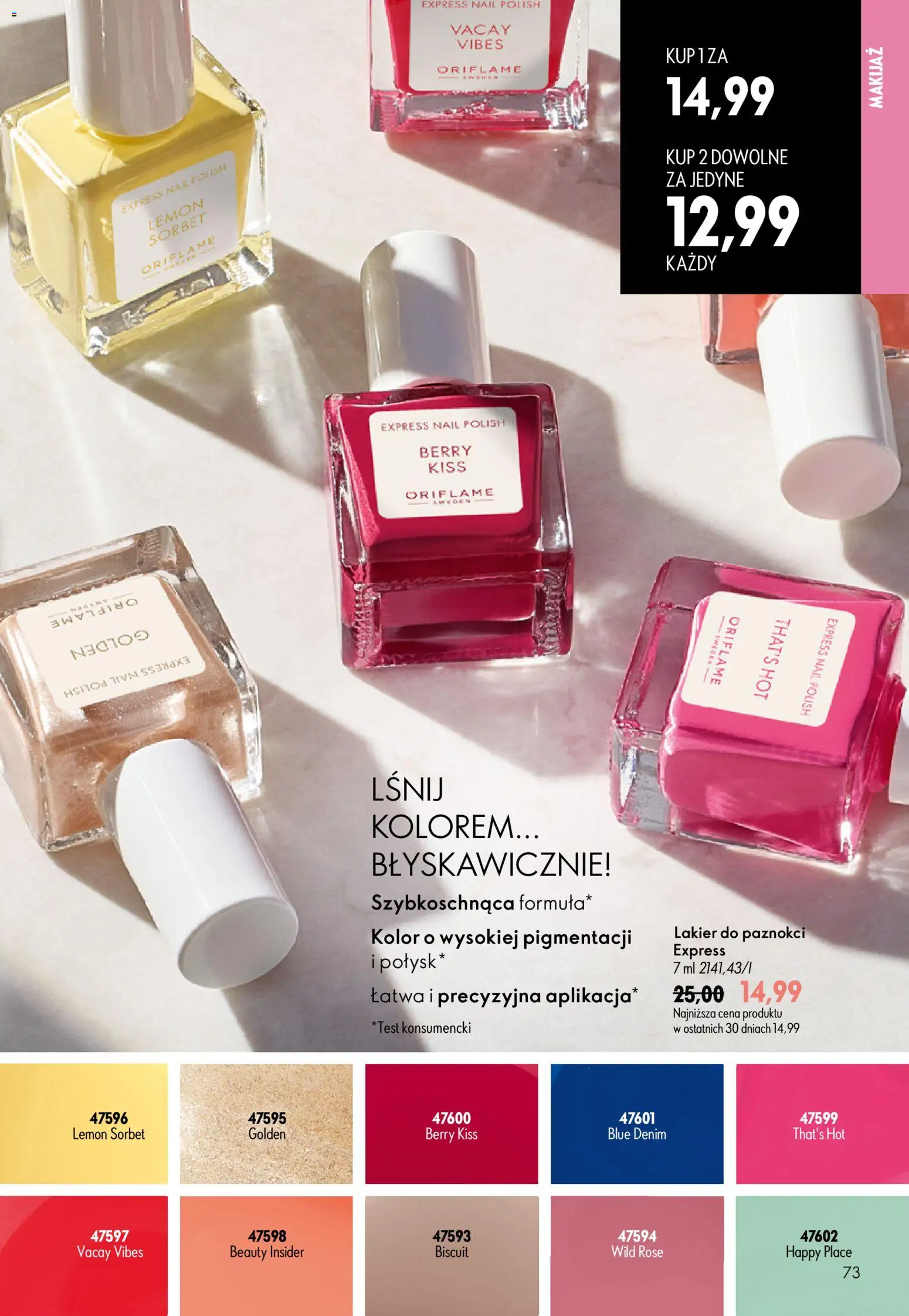 Oriflame Katalog 9 2026 od 17.06.2026 | Strona: 73 | Produkty: Sorbet, Makijaż, Lakier do paznokci