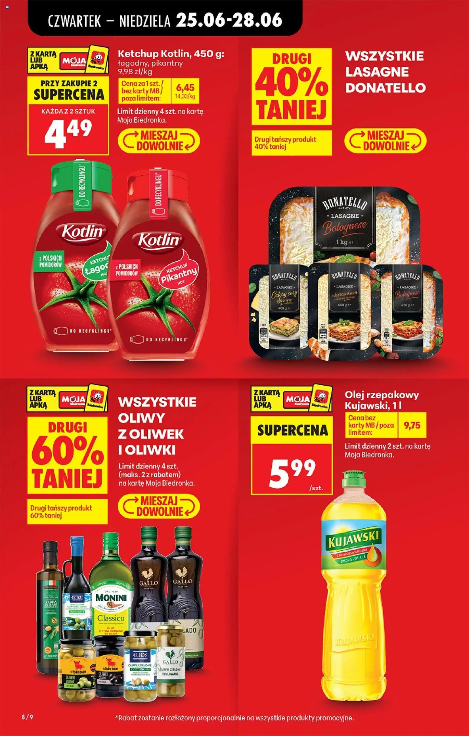 Biedronka gazetka od czwartku od 25.06.2026 | Strona: 10 | Produkty: Karta, Ketchup, Lasagne, Olej
