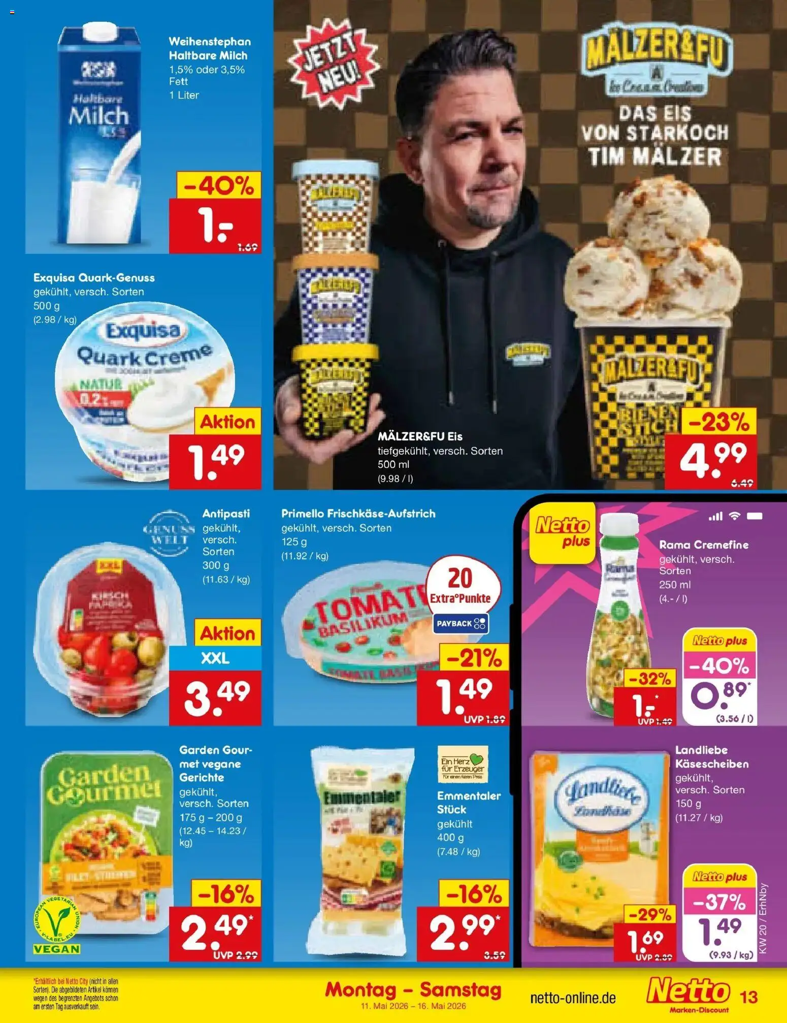 Netto Marken-Discount Prospekt Ergolding	 – gültig ab 10.05.2026 | Seite: 14 | Produkte: Quark, Haltbare milch, Creme, Eis