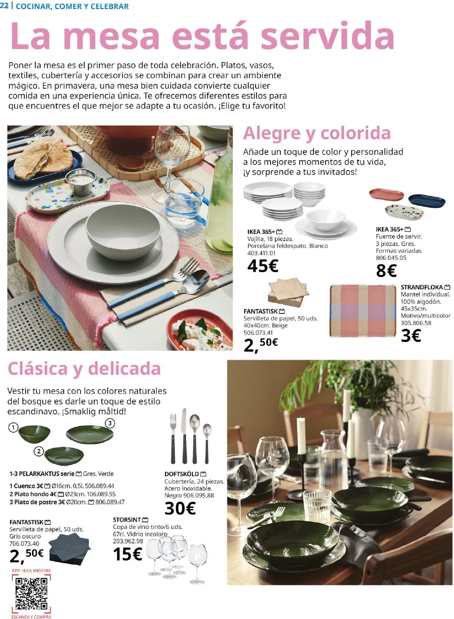 Catálogo IKEA Family │ válido desde el 01.04.2026 | Página: 22 | Productos: Mantel, Vino, Té, Cubertería