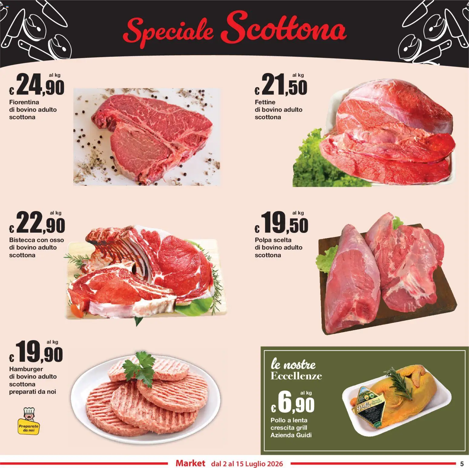 Volantino Sì con Te del 02/07/2026 | Pagina: 5 | Prodotti: Bovino, Pollo, Hamburger