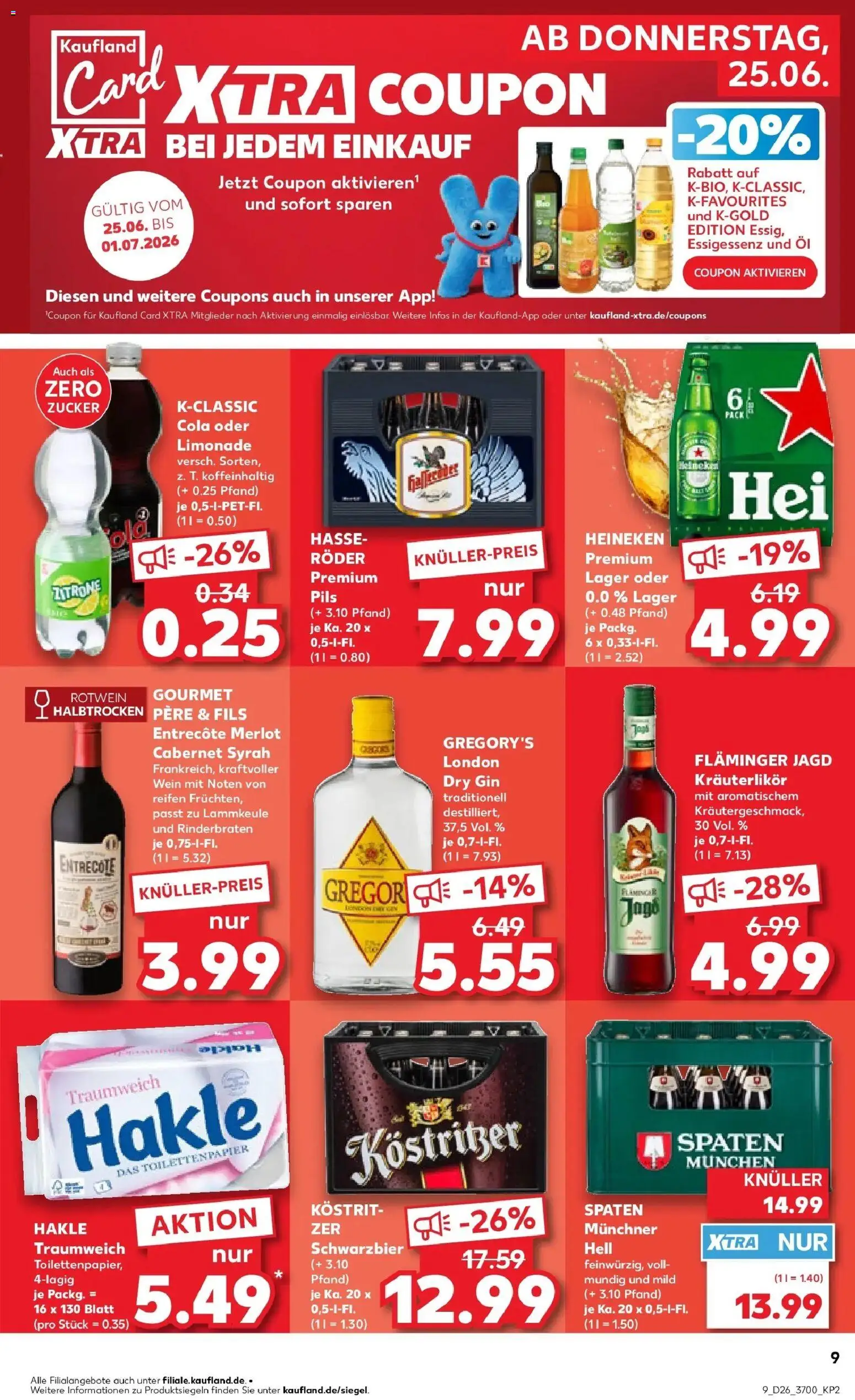 Kaufland Prospekt Bentwisch – gültig ab 22.06.2026 | Seite: 18 | Produkte: Rinderbraten, Cola, Kostritzer, Wein