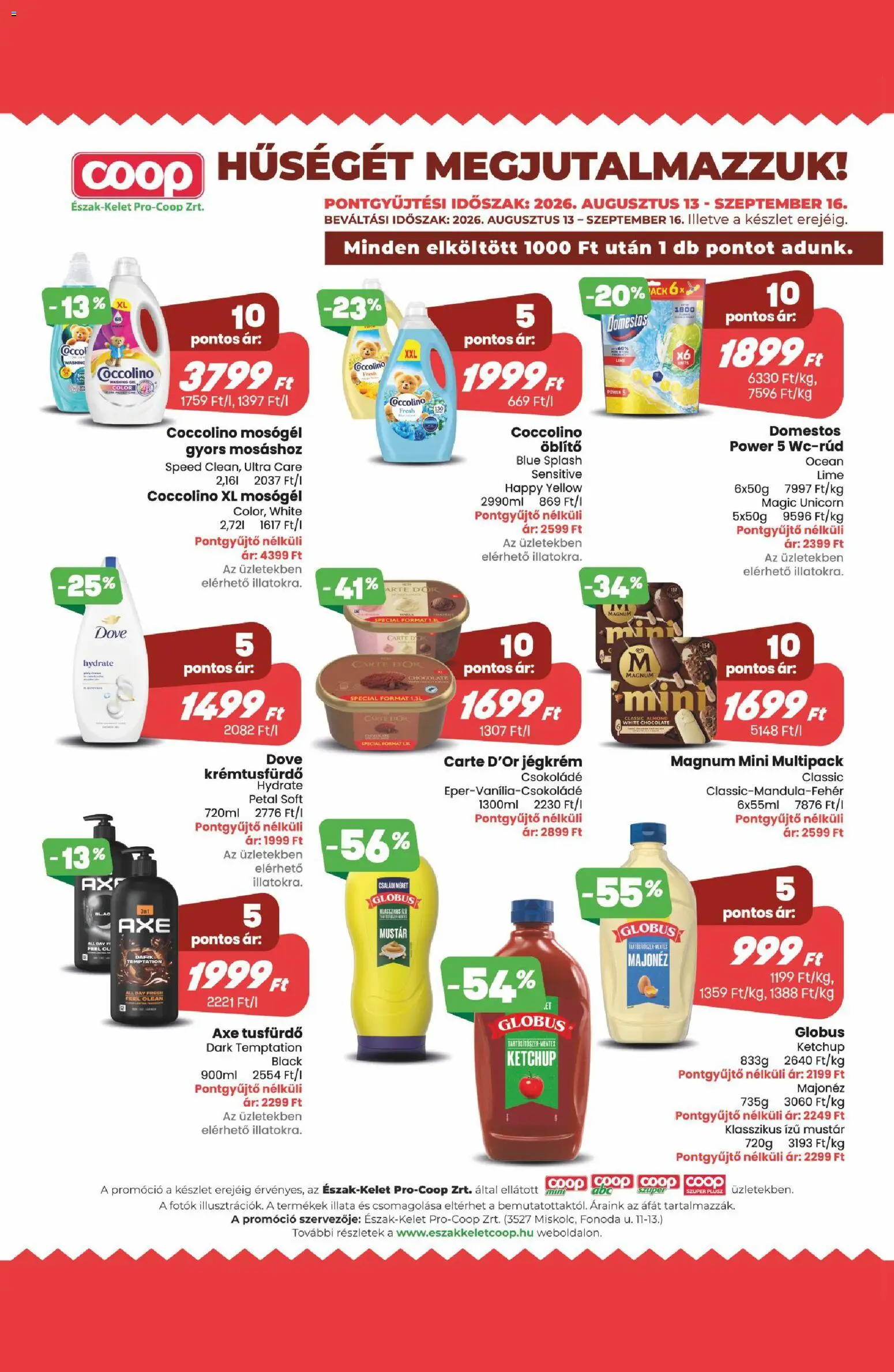 COOP akciós ujság - amely érvényes a következő dátumtól: 2026.08.13. | Oldal: 8 | Termékek: Lime, Magnum, Öblítő, Csokoládé