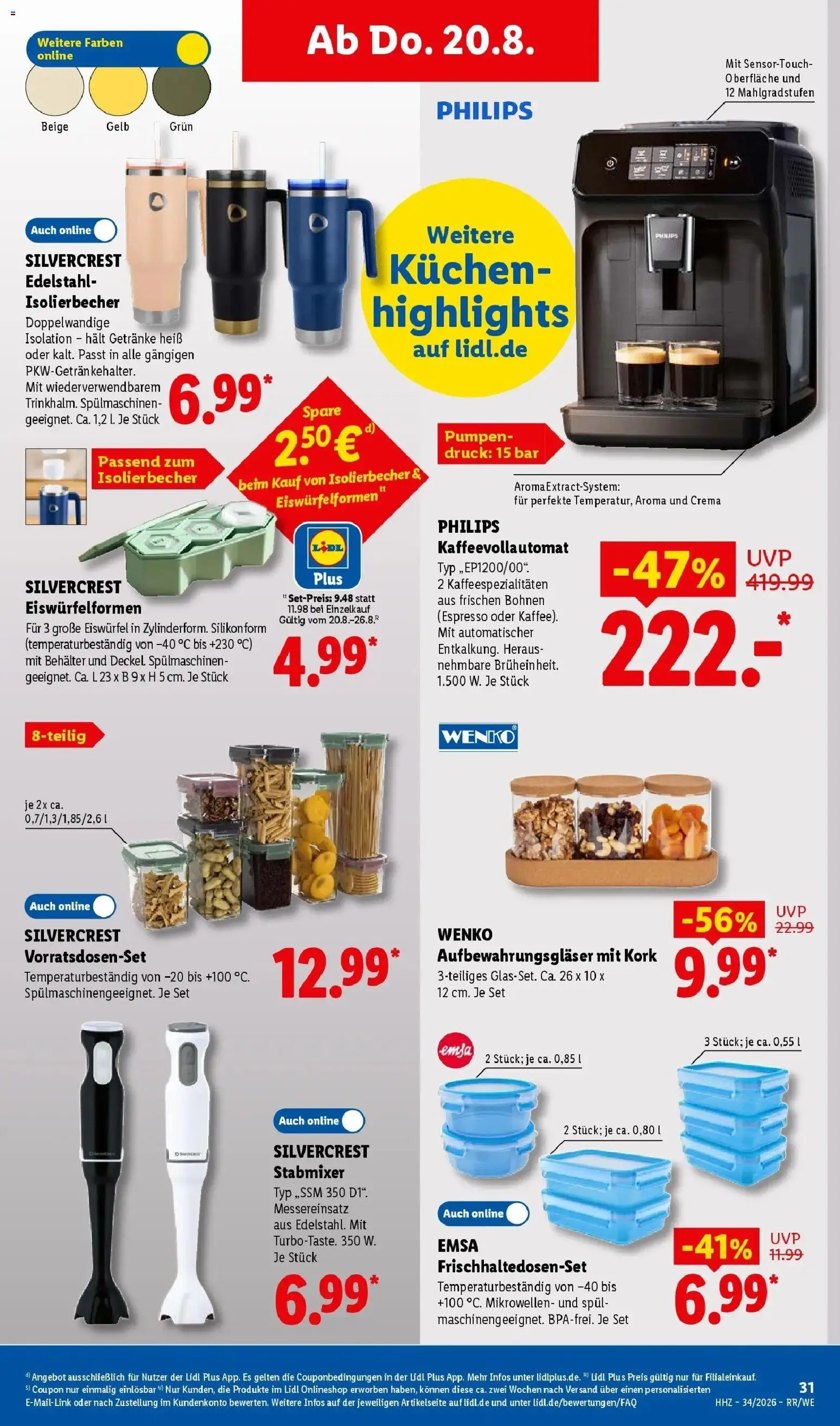 Lidl Prospekt Ehringshausen (ab 17.08.2026) zum Blättern » Angebote | Seite: 51 | Produkte: Philips, Kaffeevollautomat, Kuchen, Stabmixer