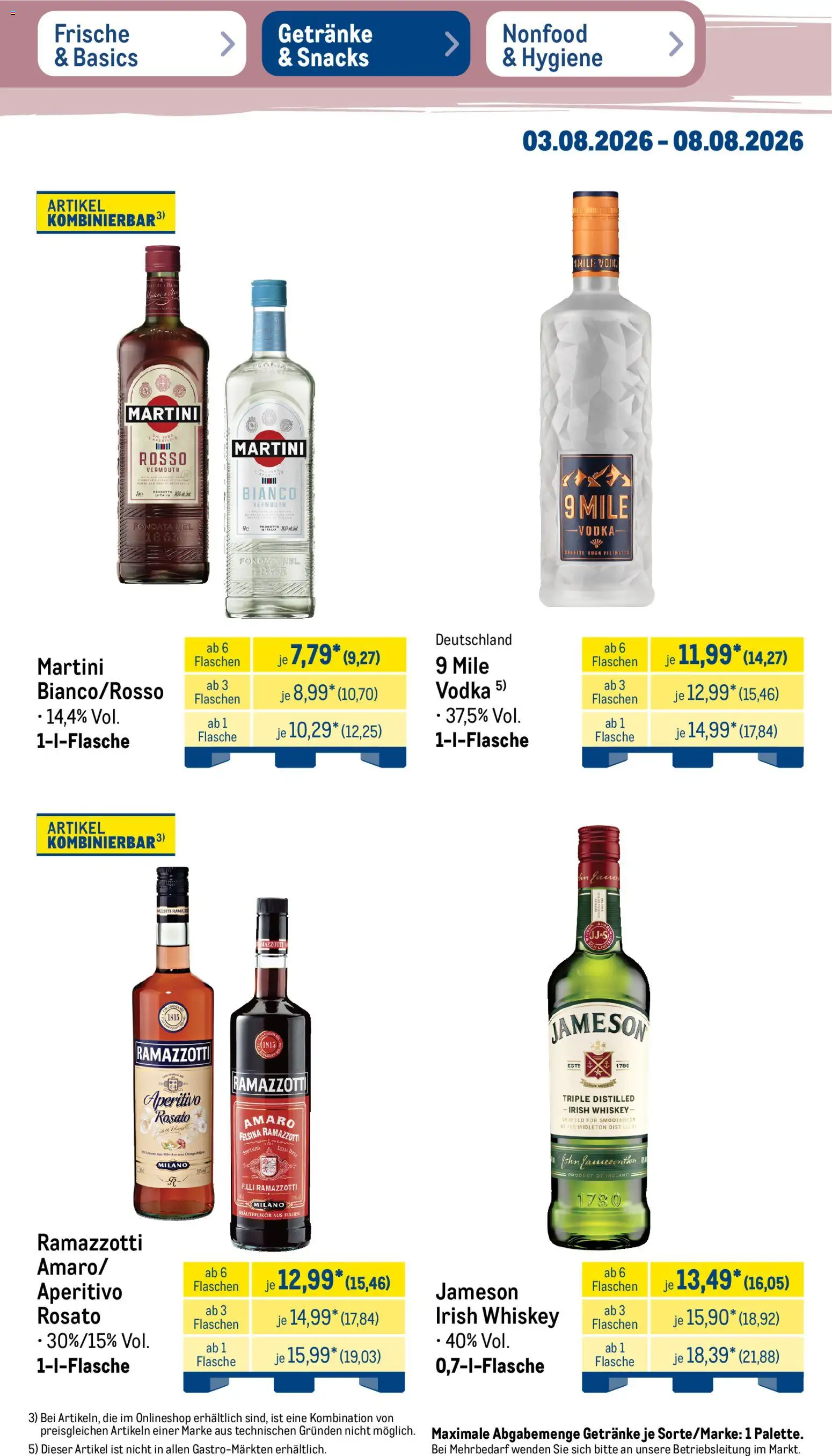 Metro Prospekt – gültig ab 03.08.2026 | Seite: 31 | Produkte: Rama, Jameson, Vodka, Whiskey