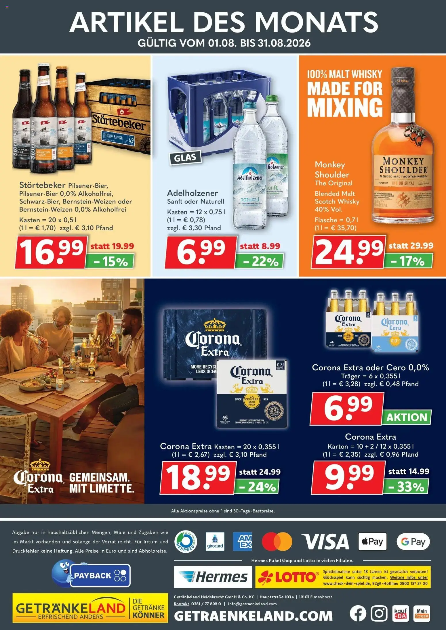Getränkeland Prospekt Neustrelitz (ab 17.08.2026) zum Blättern | Seite: 5 | Produkte: Whisky, Bier, Adelholzener