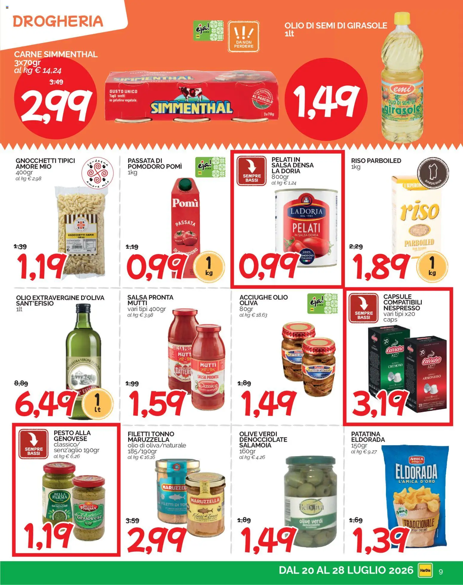 Volantino HarDis del 20/07/2026 | Pagina: 9 | Prodotti: Olio, Olive, Acciughe, Mutti