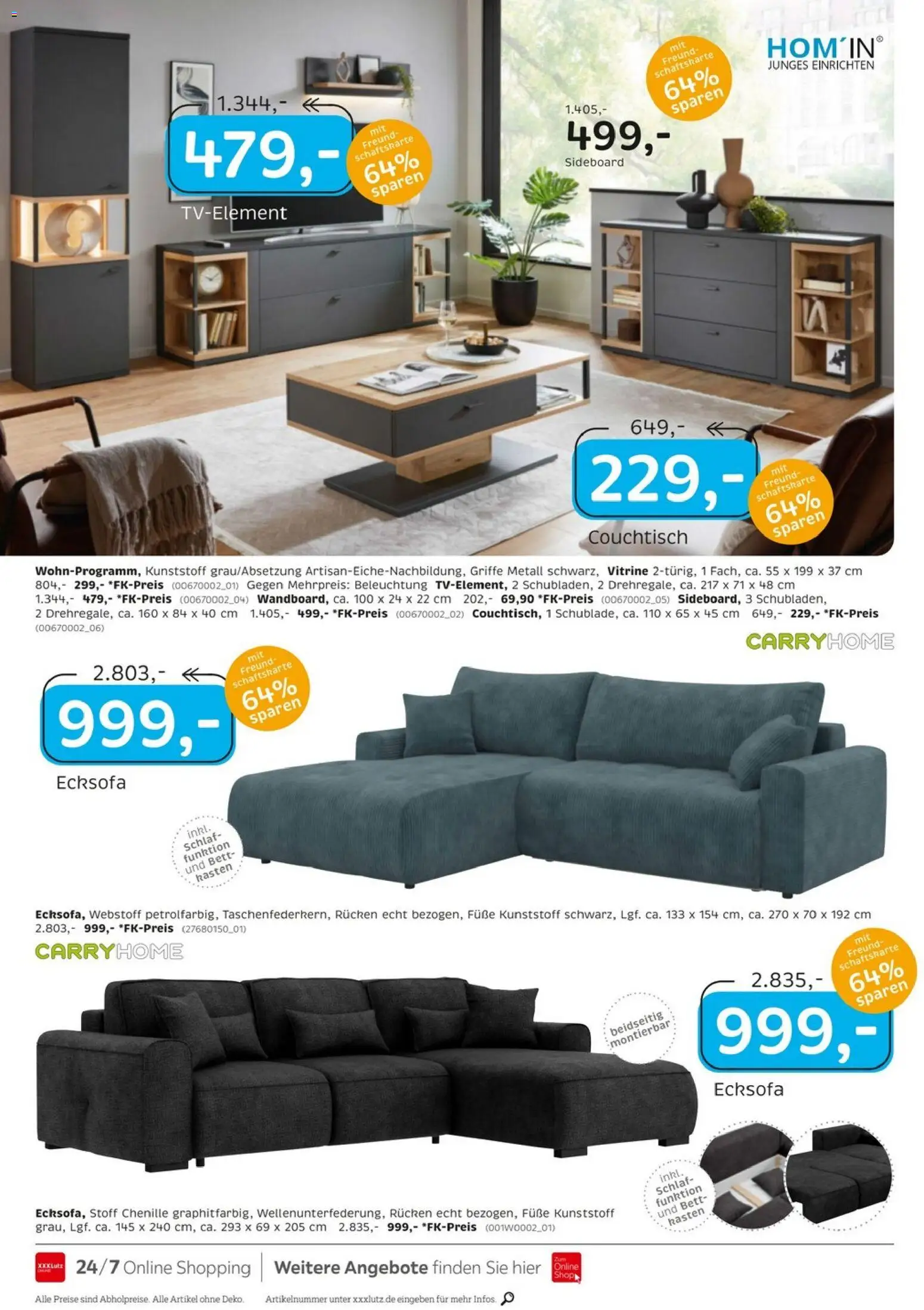 XXXLutz Junges Wohnen – gültig ab 29.03.2026 | Seite: 6 | Produkte: Sideboard, Ecksofa, Vitrine, Couchtisch