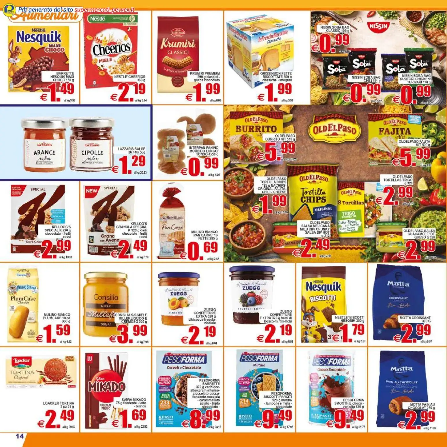 Volantino Pewex del 29.04.2026 | Pagina: 14 | Prodotti: Arance, Cereali, Tortillas, Miele