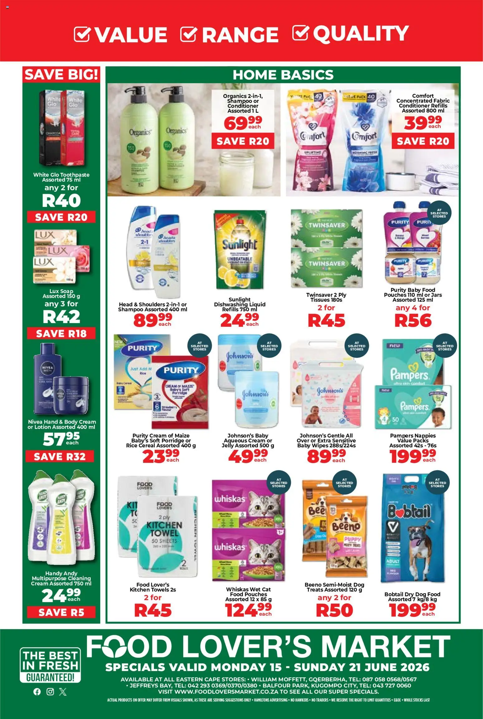 New Food Lover's Market catalogue – valid from 15.06.2026 | Page: 6 | Products: Towel, Shampoo, Cream, Body cream