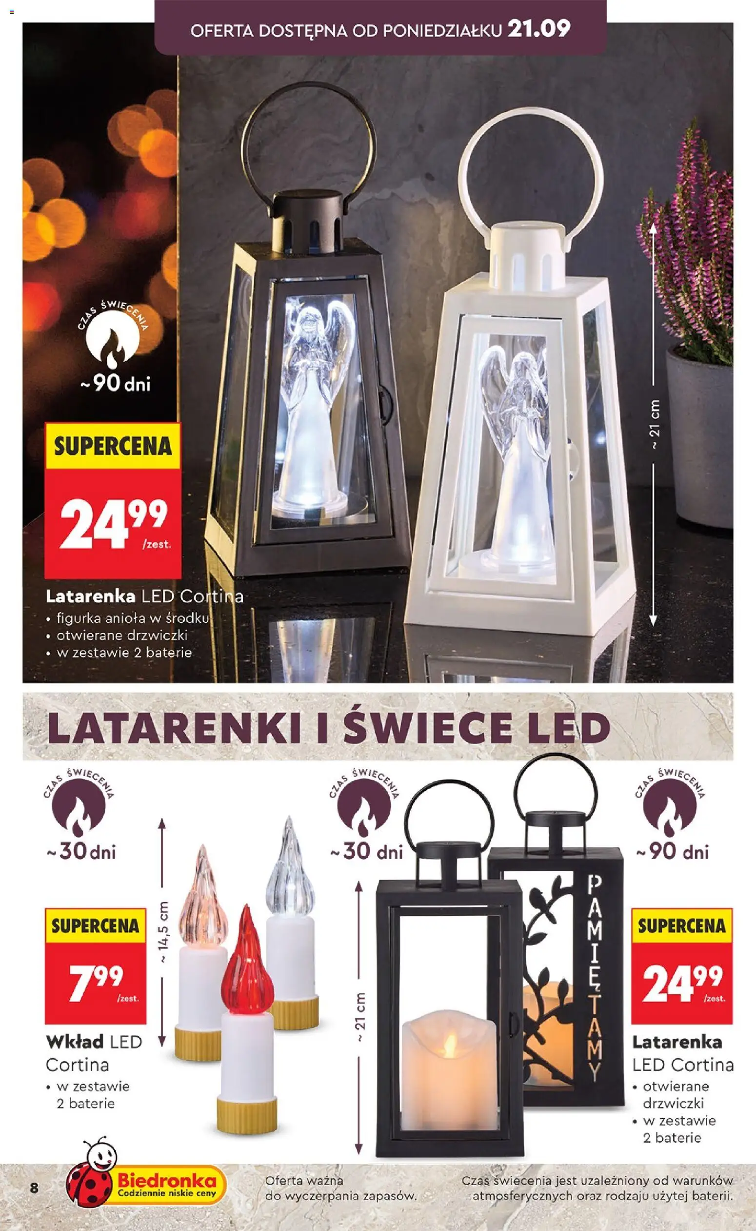 Biedronka gazetka - Znicze od 21.09.2026 | Strona: 8 | Produkty: Baterie, Świece