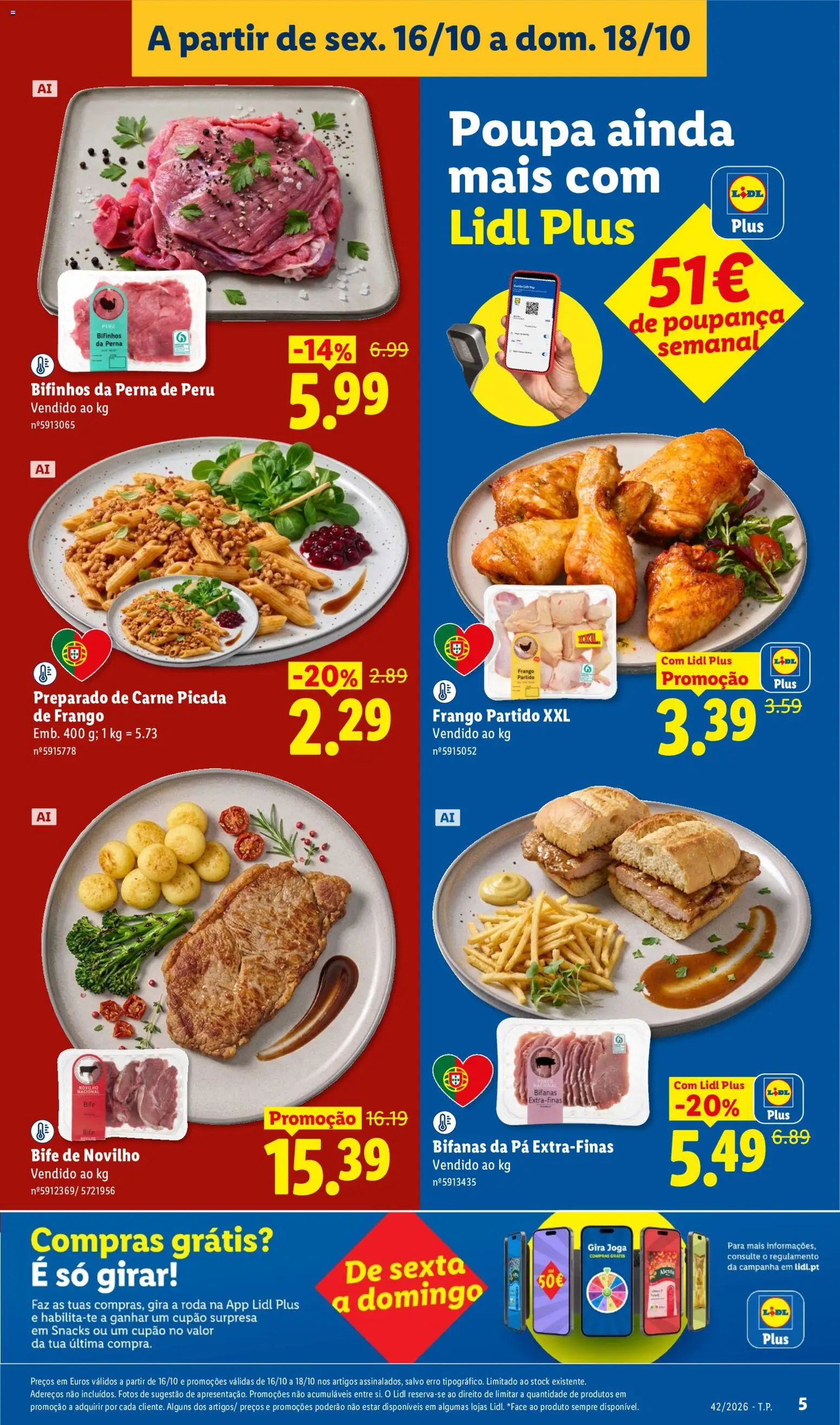 Lidl Promoções Fim de Semana │ válido de 16/10/2026 | Página: 5 | Produtos: Frango, Peru, Carne picada, Pá