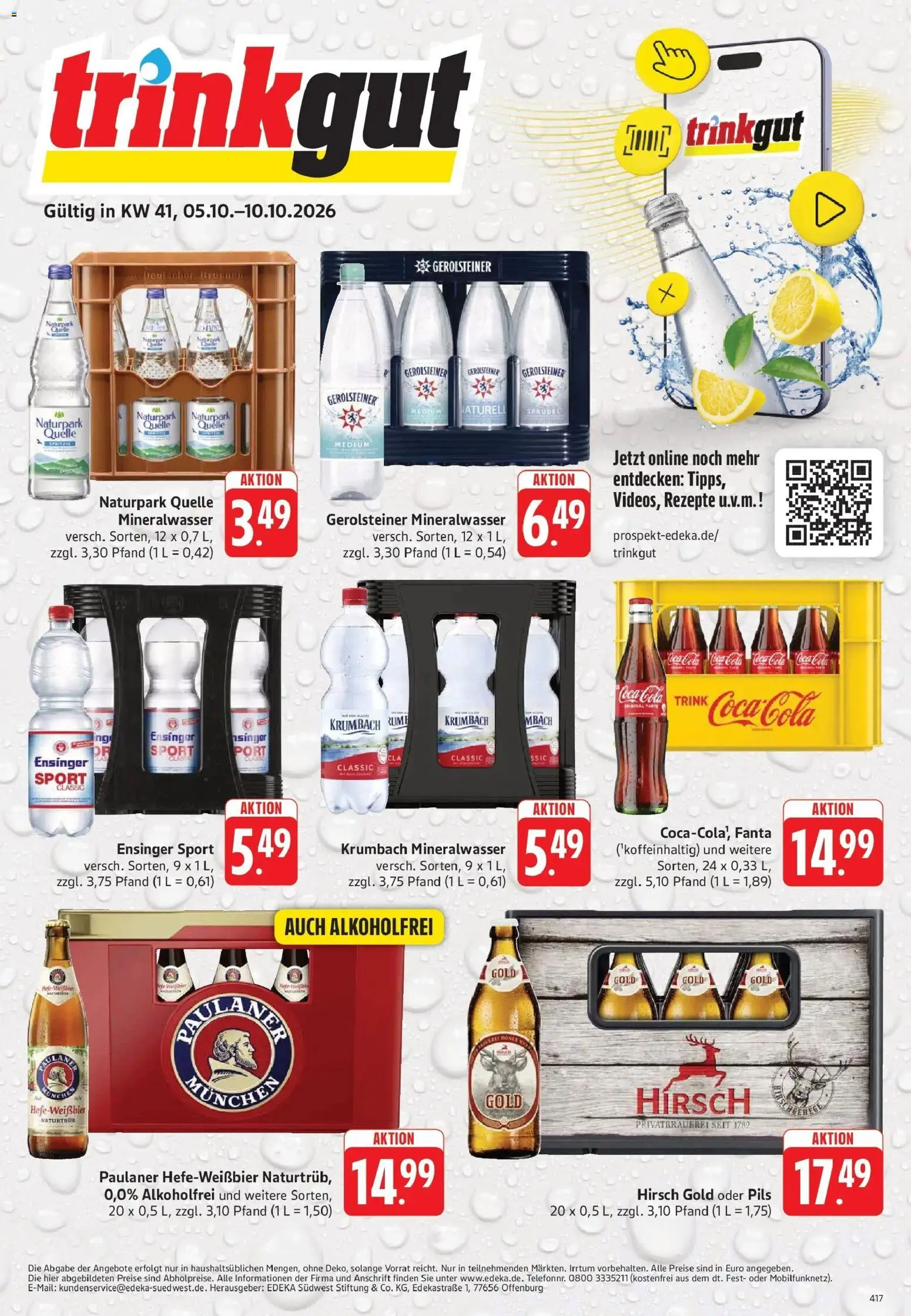 Trinkgut - trinkgut: Wochenangebote (ab 05.10.2026) » Angebote online | Seite: 1 | Produkte: Coca cola, Cola, Pils, Paulaner