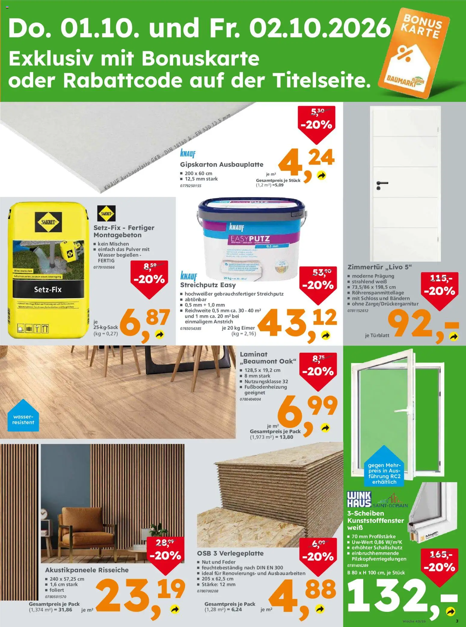 Globus Baumarkt Prospekt Berlin-Treptow – gültig ab 01.10.2026 | Seite: 3 | Produkte: Wasser