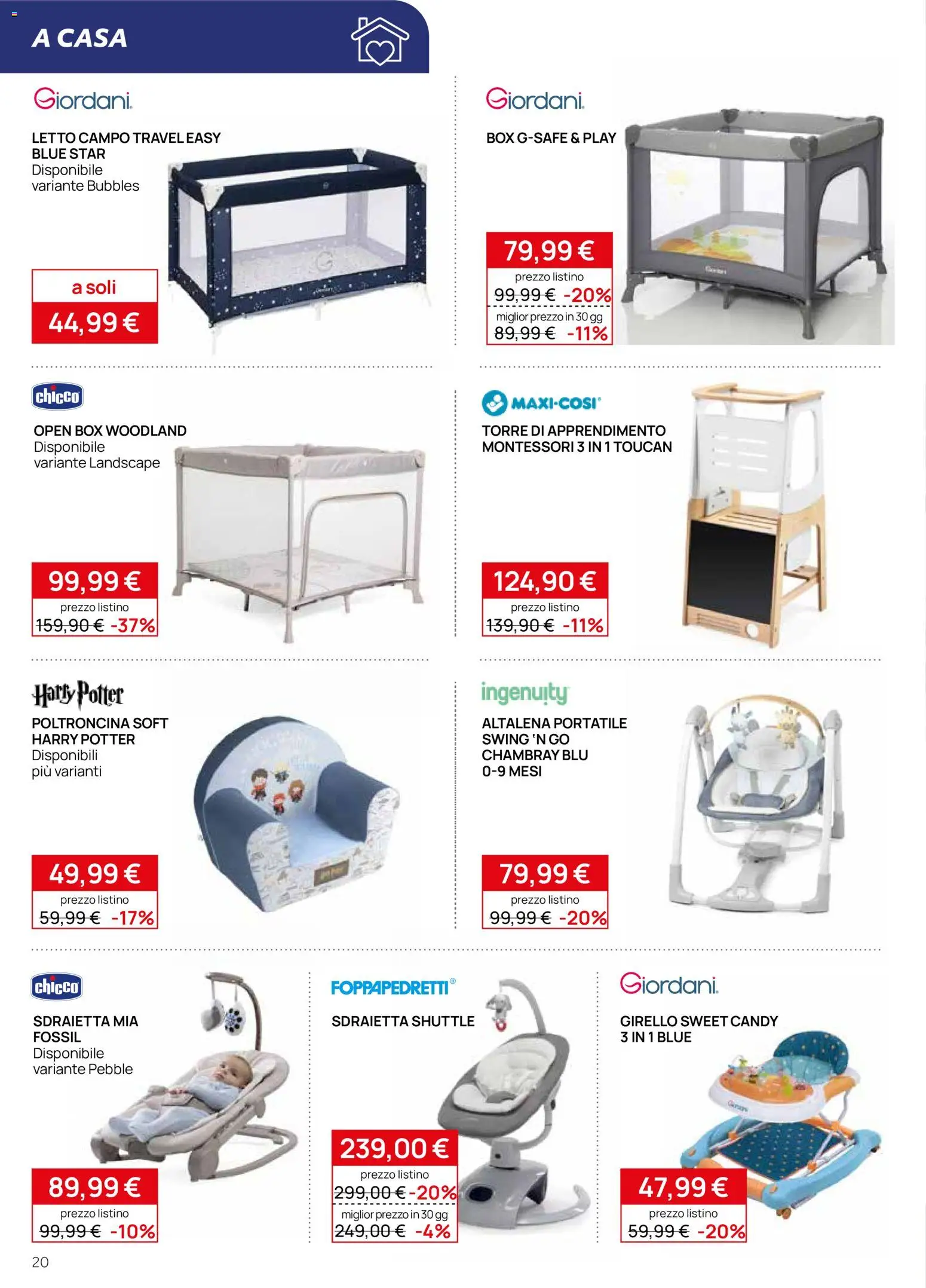 Volantino Prenatal del 20/08/2026 | Pagina: 20 | Prodotti: Altalena, Girello, Letto