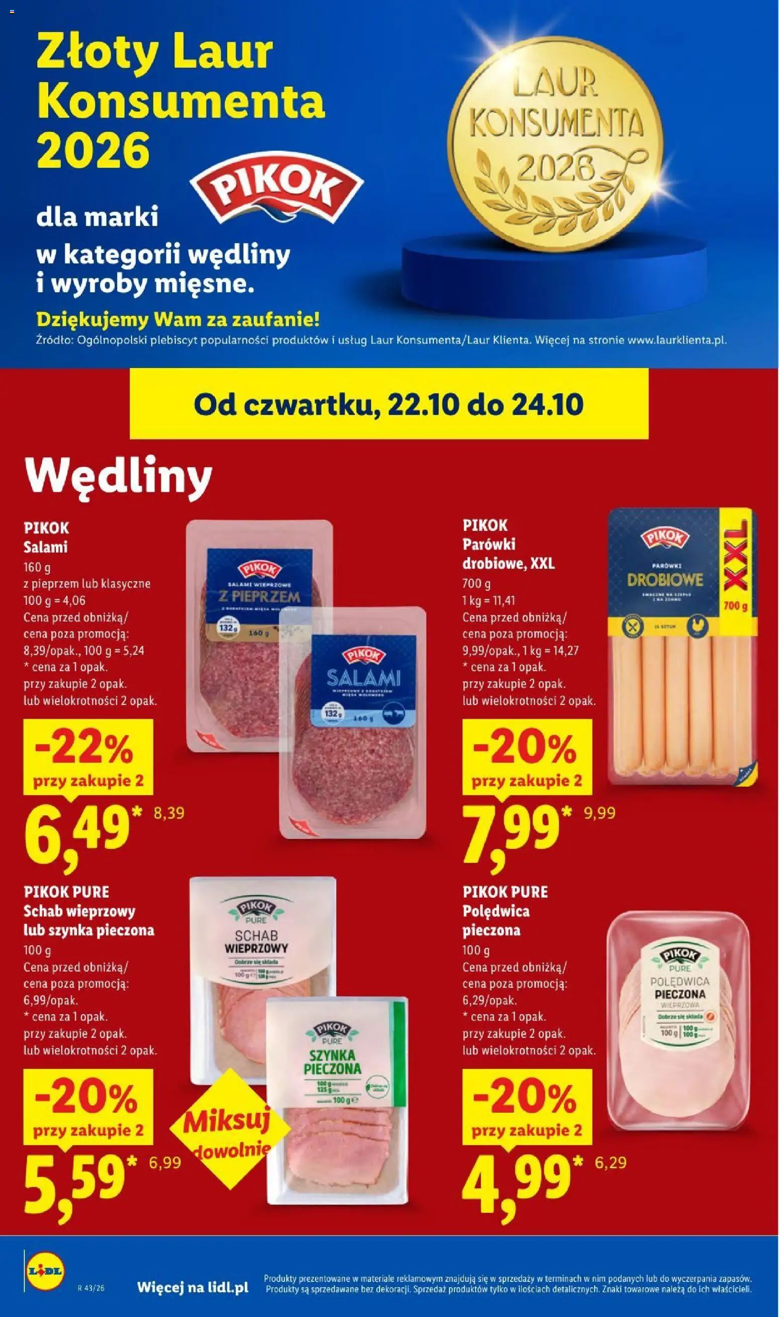Lidl gazetka od 22.10.2026 | Strona: 60 | Produkty: Schab wieprzowy, Parówki, Szynka, Wędliny