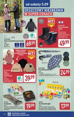 Pogląd oferty "Aldi gazetka - Hity od Środy i od Soboty" - ważna od 02.09.2026 | Strona: 12 | Produkty: Kurtka, Kalosze, Gra, Gry