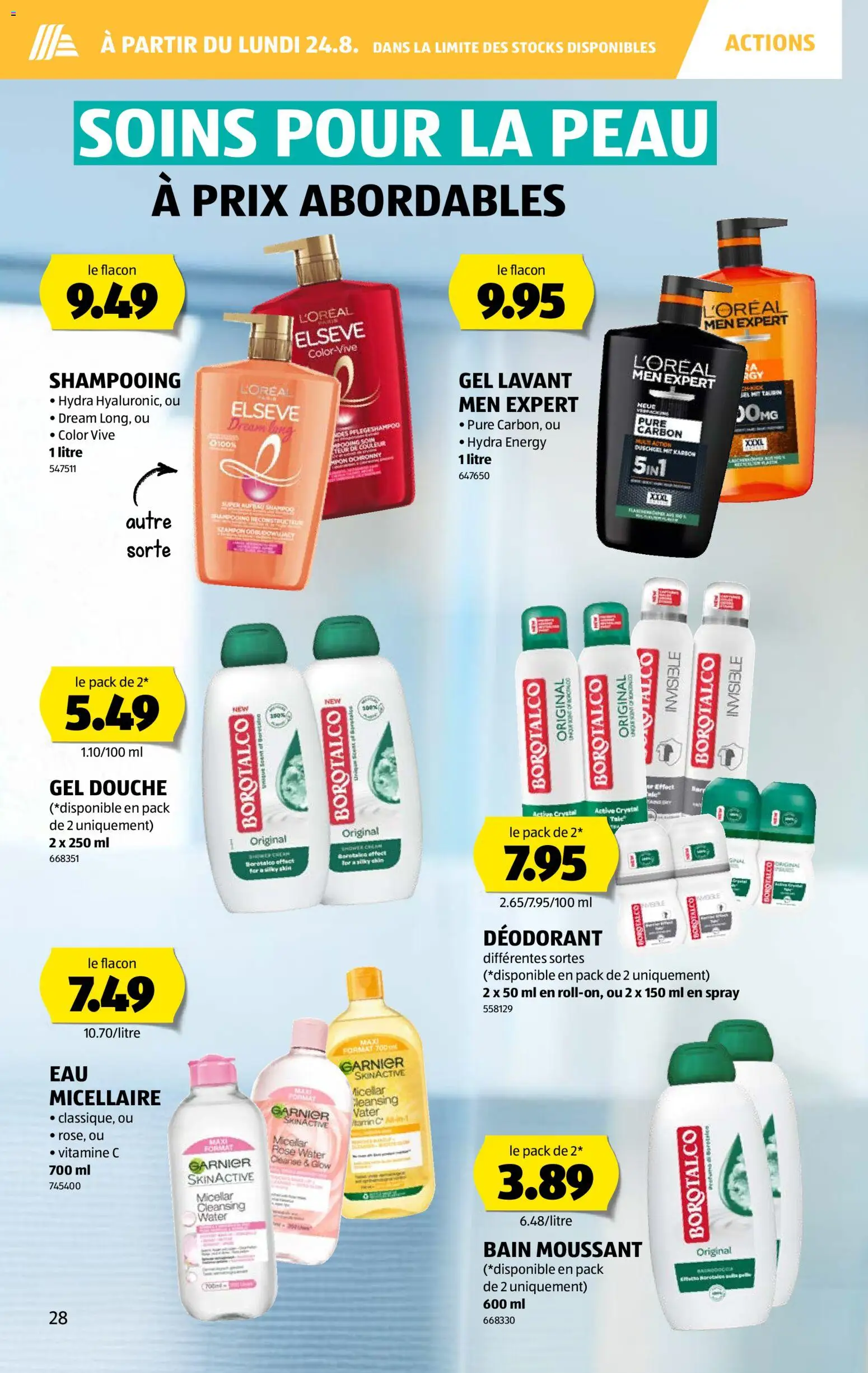 Aldi aktionen FR – gültig ab 20.08.2026 | Seite: 28 | Produkte: Shampoo, Duschgel, Deodorant, Shower Gel