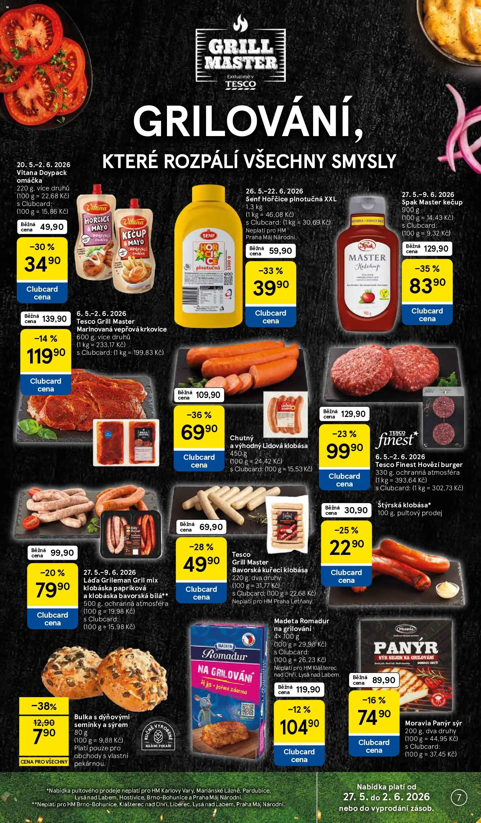 Tesco leták - Hypermarket od 27.05.2026 | Strana: 7 | Produkty: Hovězí, Sýr, Kečup, Hovězí burger