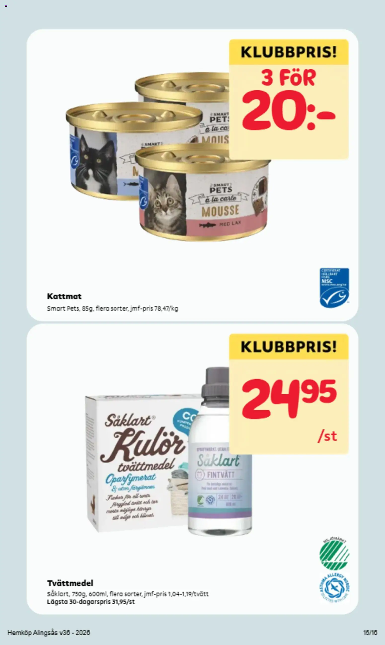 Hemköp reklamblad aktuell från 31/08/2026 | Sida: 5 | Produkter: Mousse, Tvättmedel, Lax, Kattmat