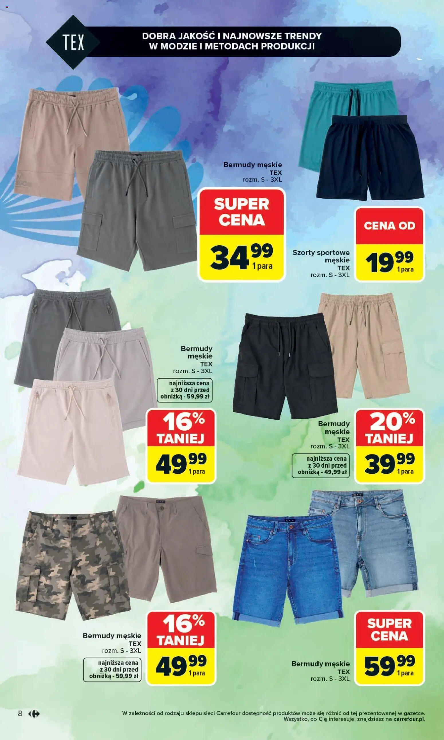 Carrefour gazetka - Stylizacje na letnie okazje od 01.06.2026 | Strona: 8 | Produkty: Szorty