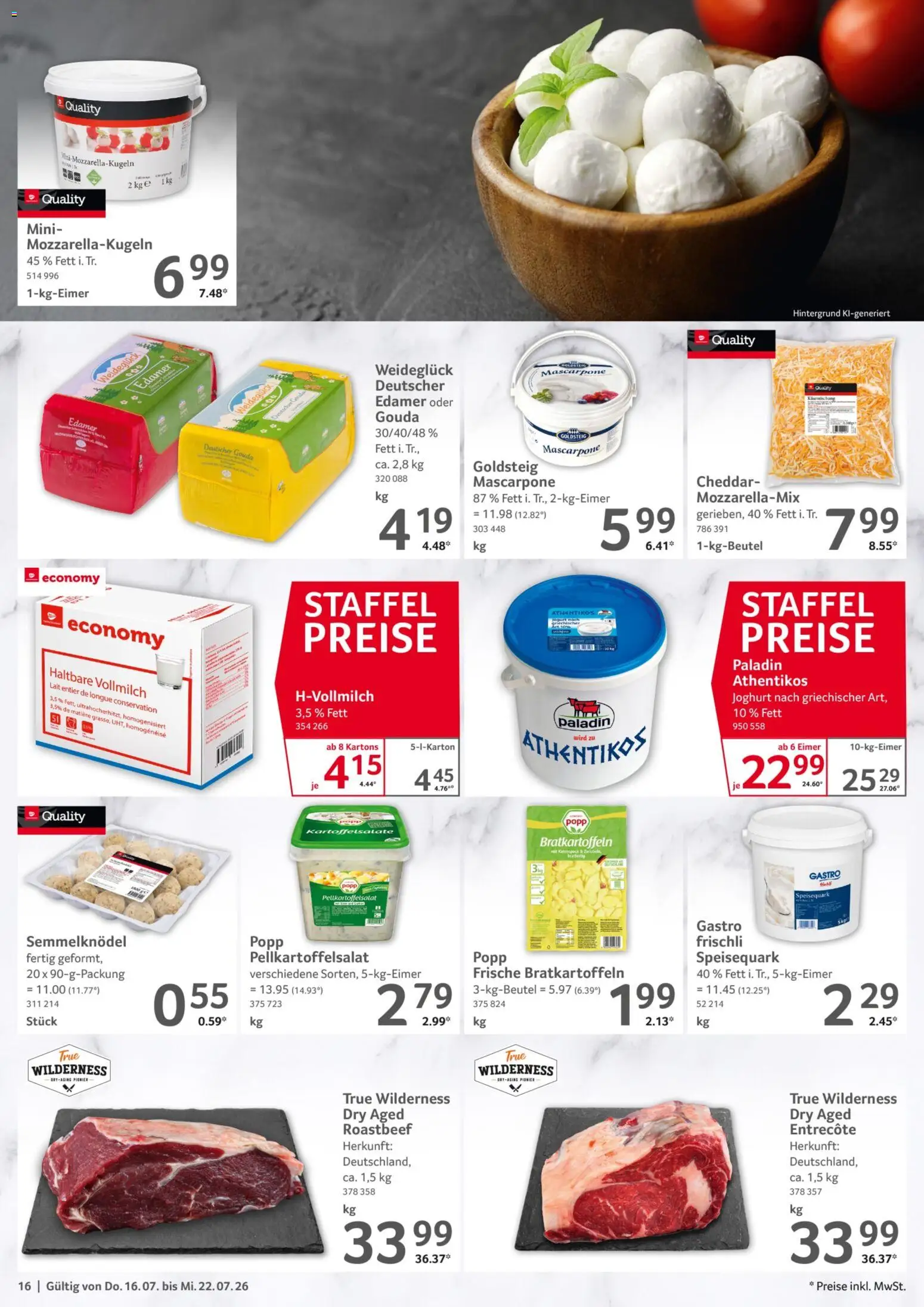 Selgros Prospekt – gültig ab 16.07.2026 | Seite: 16 | Produkte: Mascarpone, Joghurt, Roastbeef, Speisequark