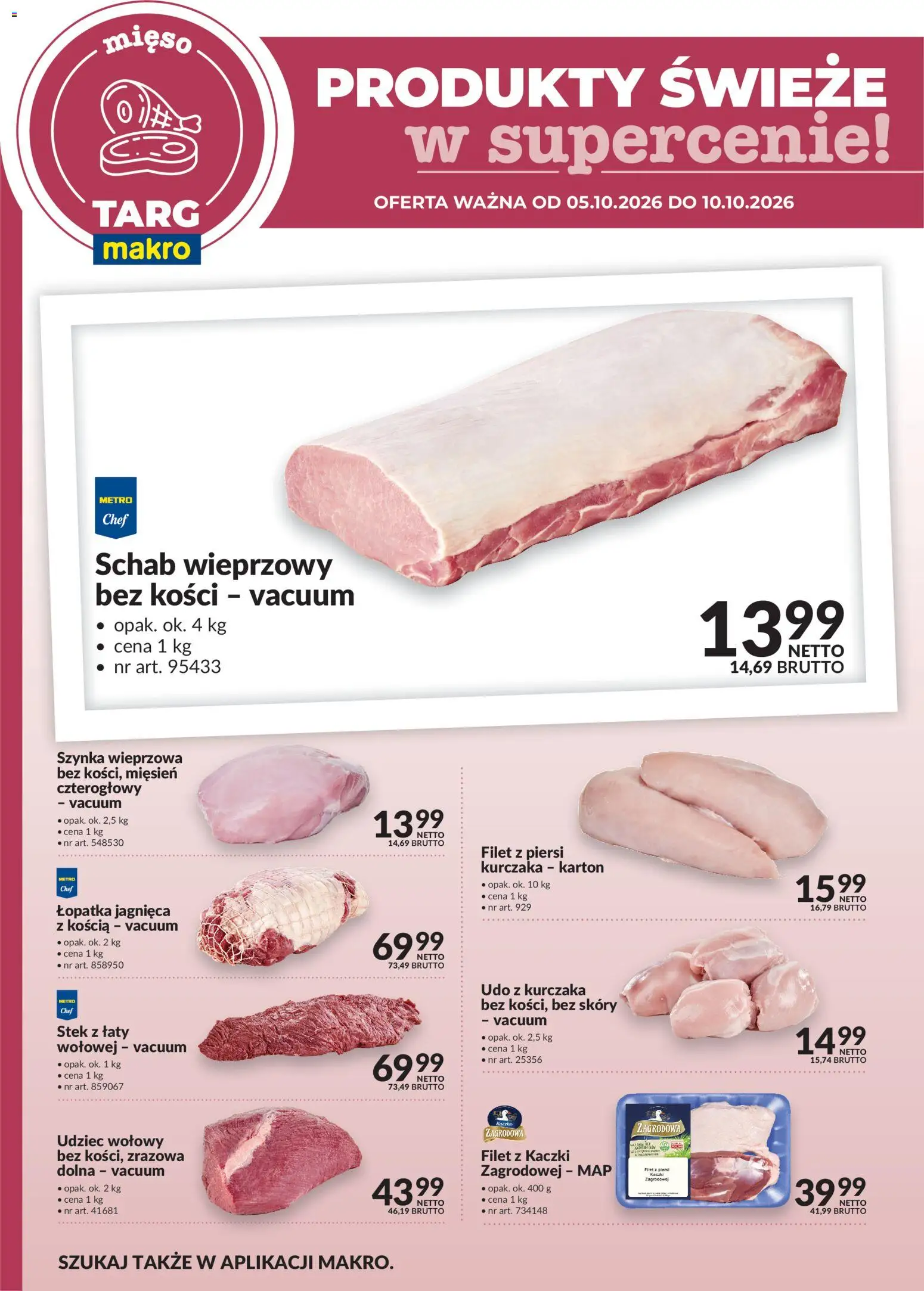 Makro gazetka - Oferta świeża w super cenach od 05.10.2026 | Strona: 2 | Produkty: Udziec wołowy, Schab wieprzowy, Filet z kaczki, Filet