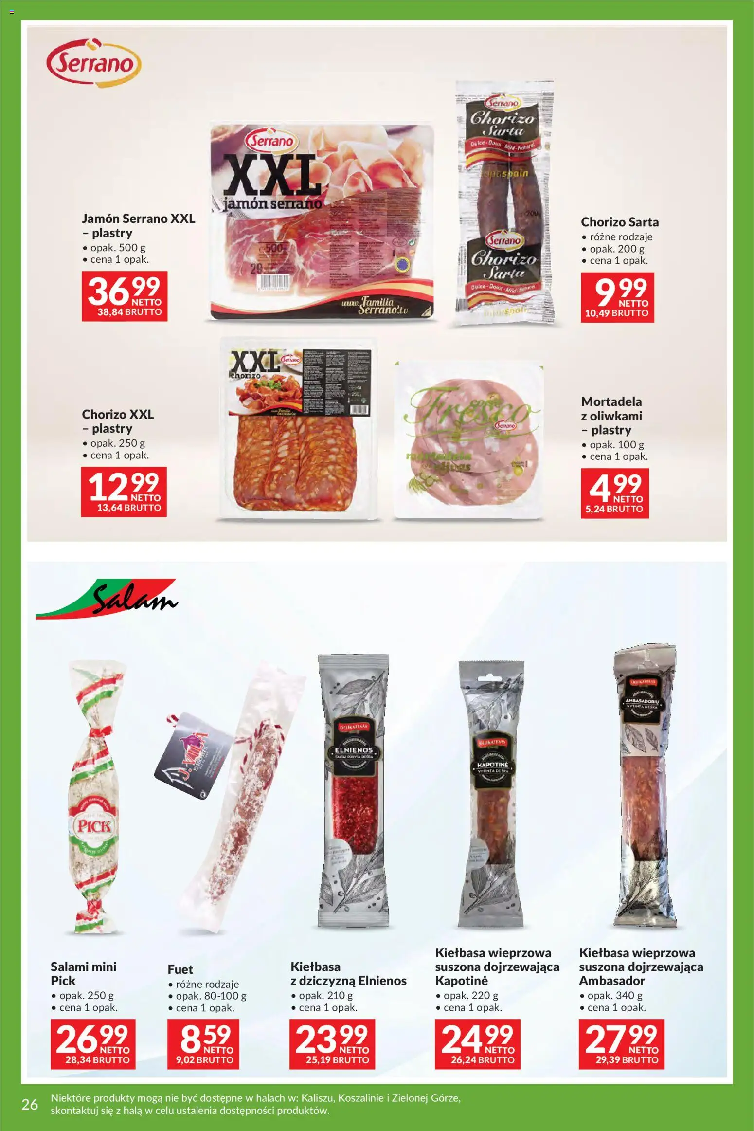 Makro gazetka - Uroczystości od 12.05.2026 | Strona: 26 | Produkty: Kiełbasa, Mortadela, Fuet, Salami