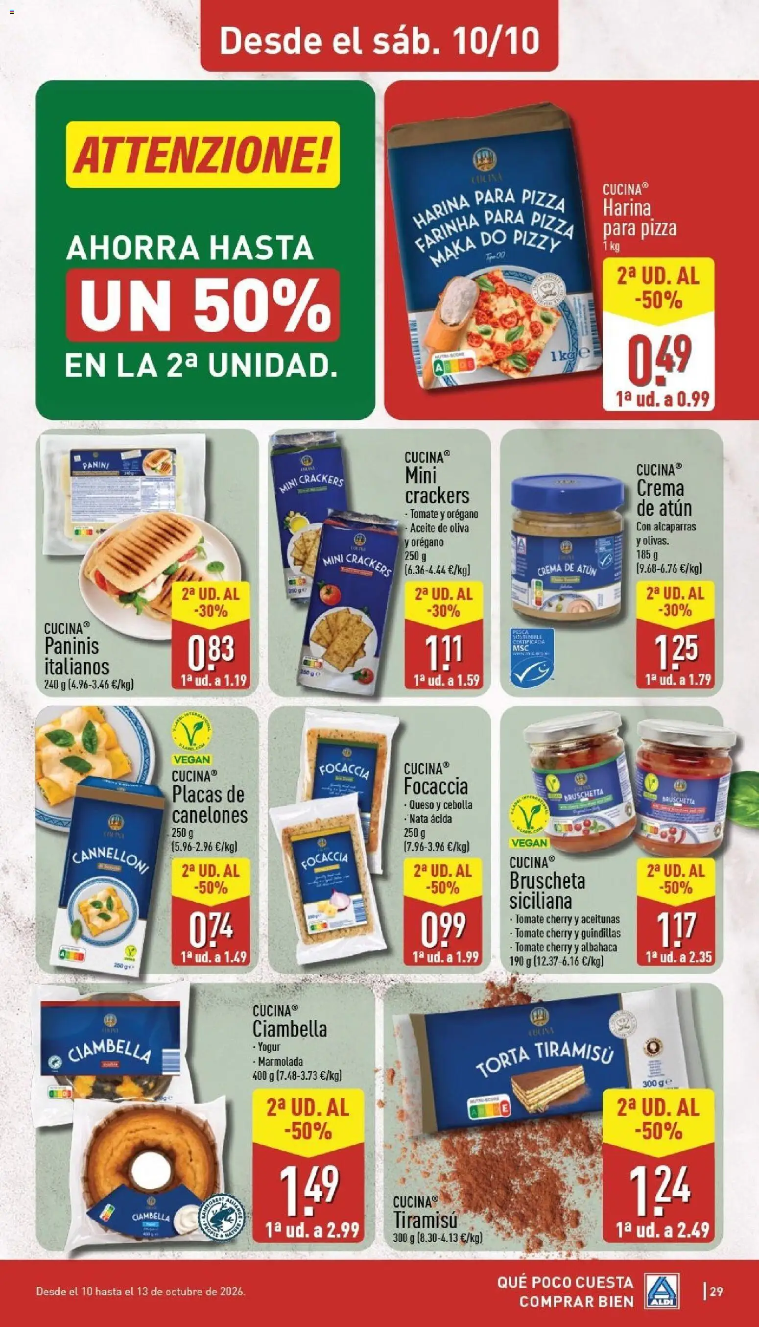 Aldi folleto Península │ válido desde el 05/10/2026 | Página: 29 | Productos: Nata, Crema, Aceite de oliva, Focaccia