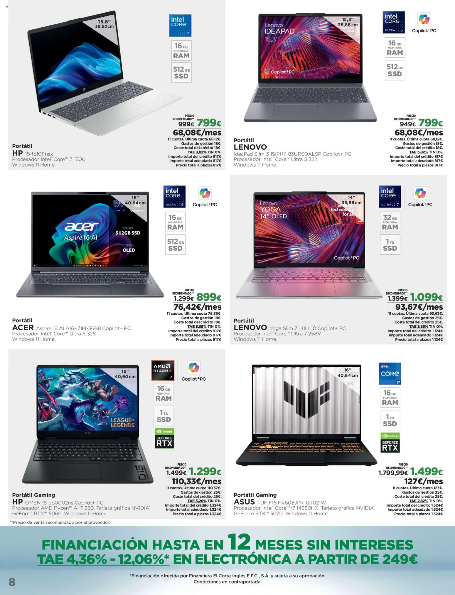 El Corte Inglés Los Tecnoprecios │ válido desde el 05/10/2026 | Página: 8 | Productos: Portátil, PC