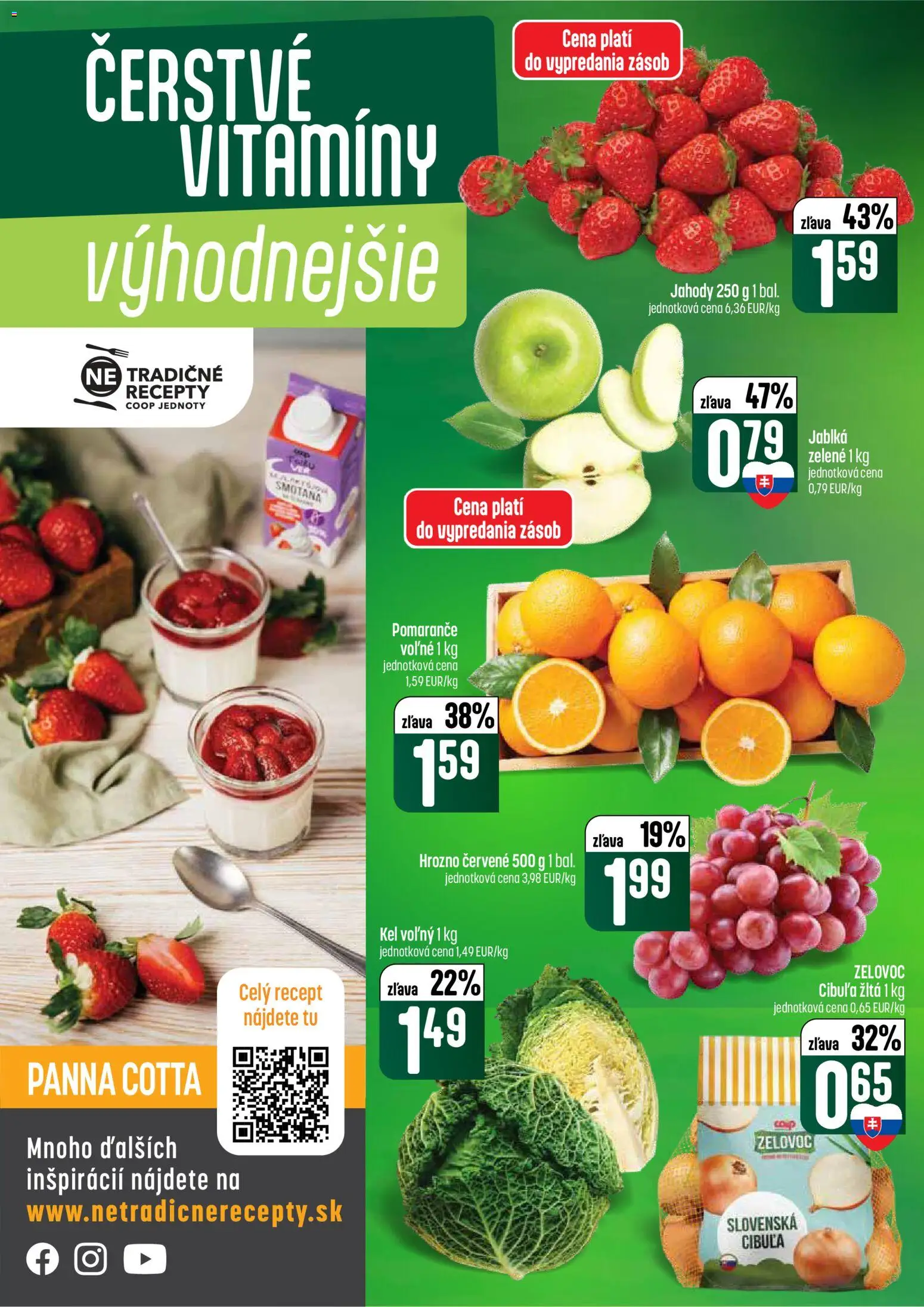 Nové COOP Jednota akcie – leták je platný od 16.04.2026 | Strana: 10 | Produkty: Smotana, Jahody, Cibuľa, Hrozno