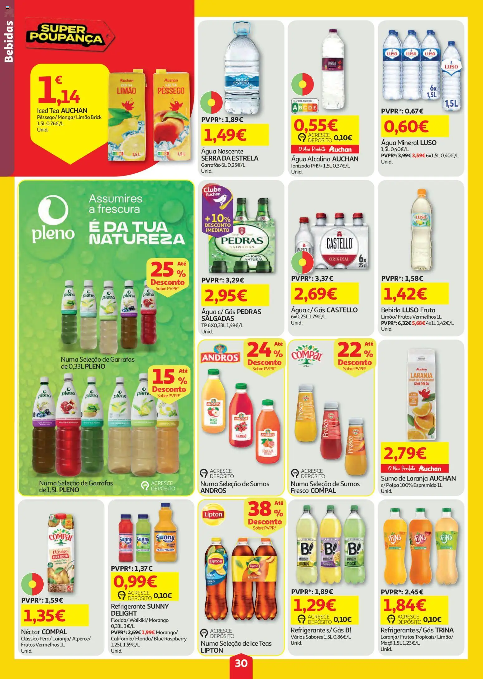 Auchan folheto │ válido de 23/07/2026 | Página: 30 | Produtos: Refrigerante, Maça, Sumo, Água mineral