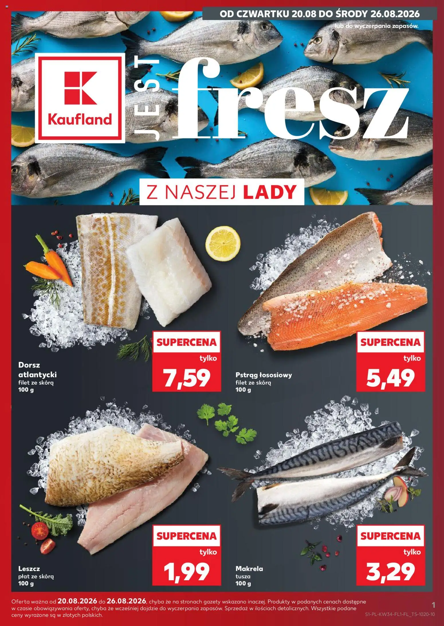 Kaufland Polsko leták - Jest fresz od 20.08.2026 | Strana: 1 | Produkty: Makrela, Filet