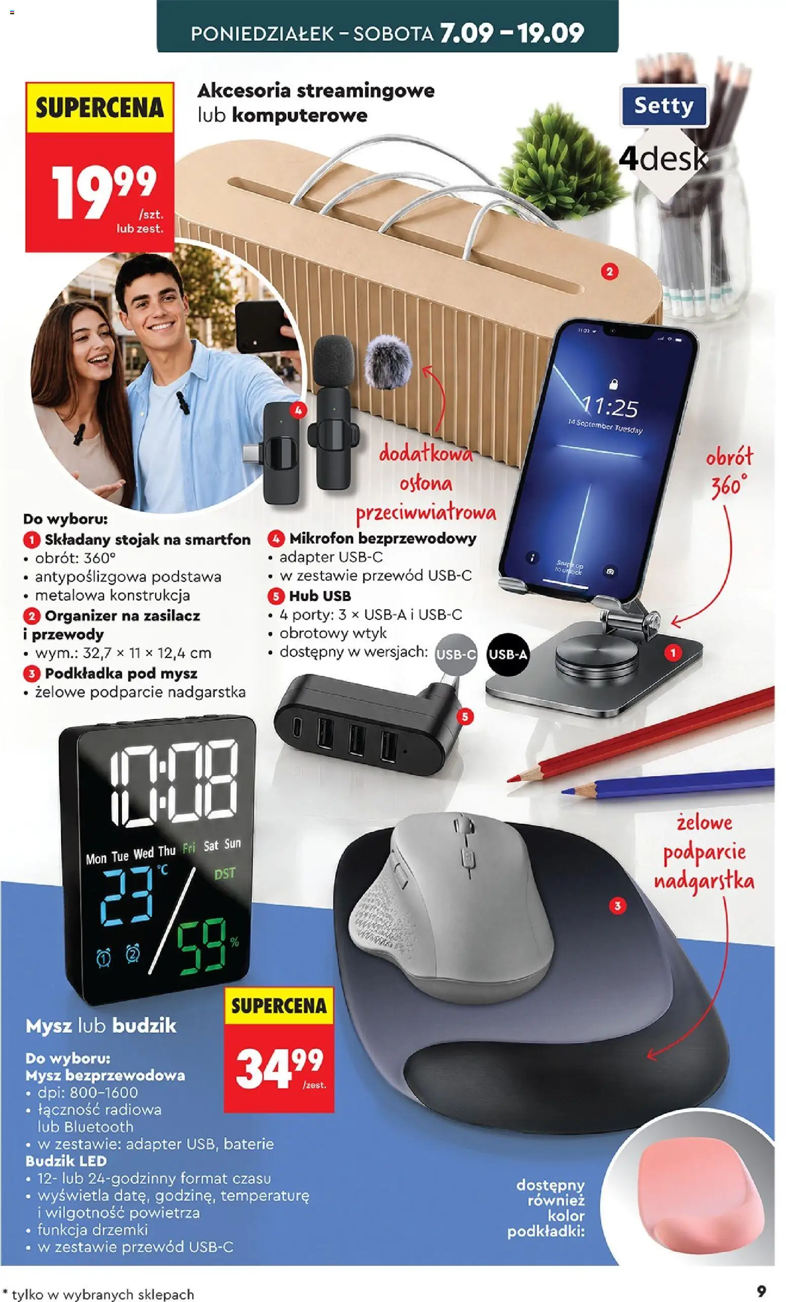 Biedronka Polsko leták - Hity i inspiracje od 05.09.2026 | Strana: 9 | Produkty: Organizér, Mikrofon, USB, LED